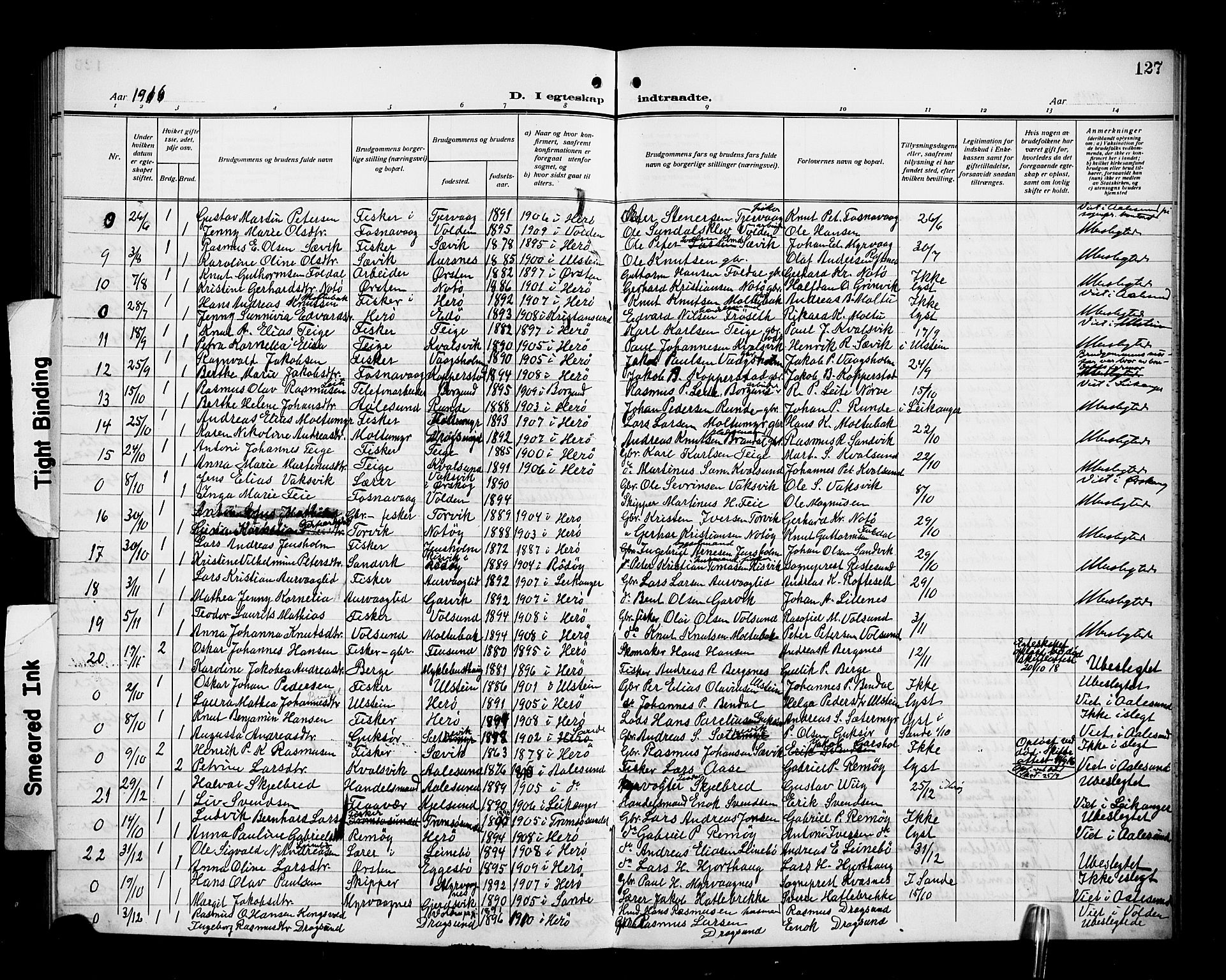 Ministerialprotokoller, klokkerbøker og fødselsregistre - Møre og Romsdal, AV/SAT-A-1454/507/L0083: Klokkerbok nr. 507C06, 1912-1919, s. 127