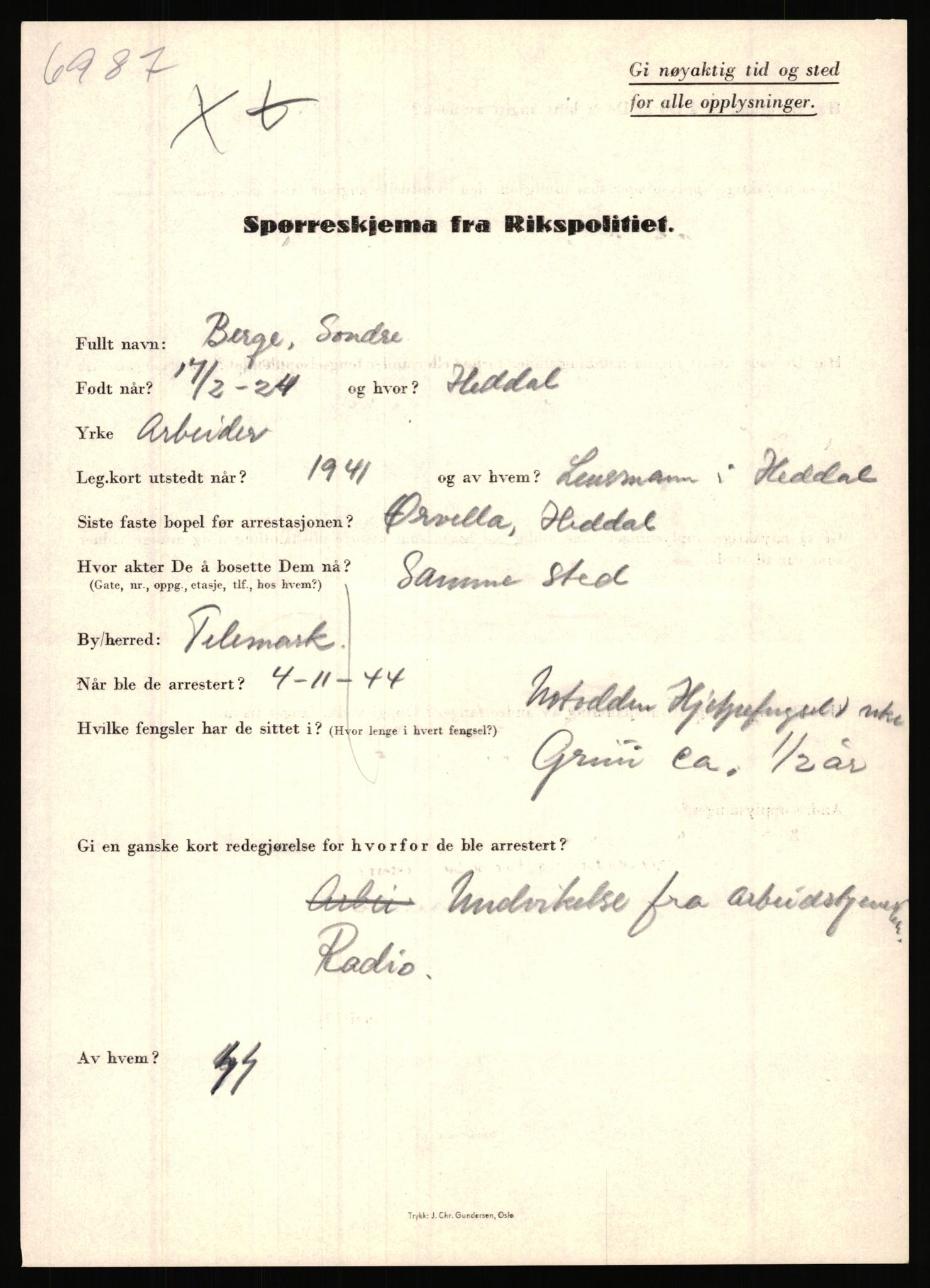 Rikspolitisjefen, AV/RA-S-1560/L/L0002: Berg, Alf - Bråthen, Thorleif, 1940-1945, s. 163