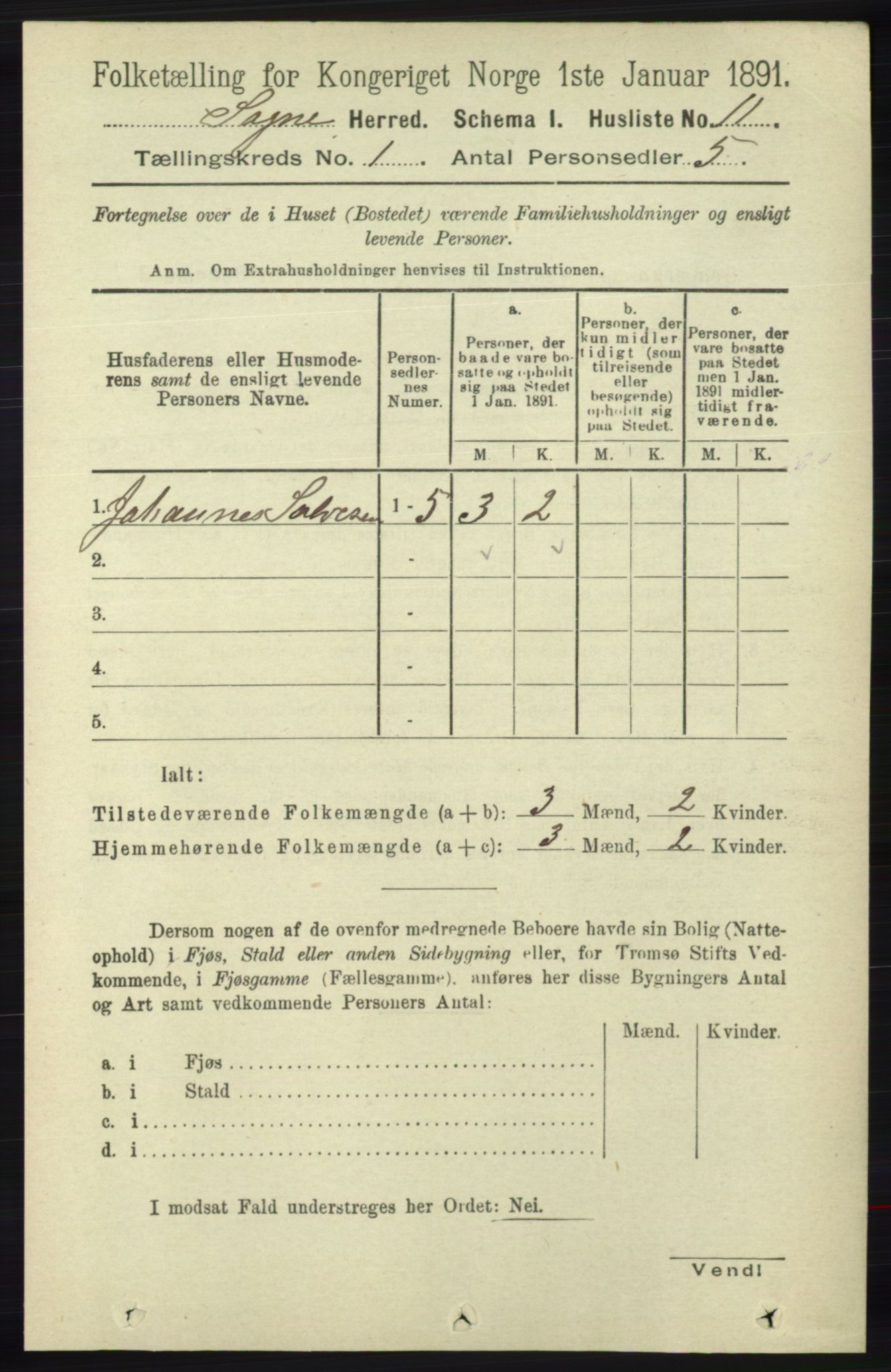 RA, Folketelling 1891 for 1018 Søgne herred, 1891, s. 58