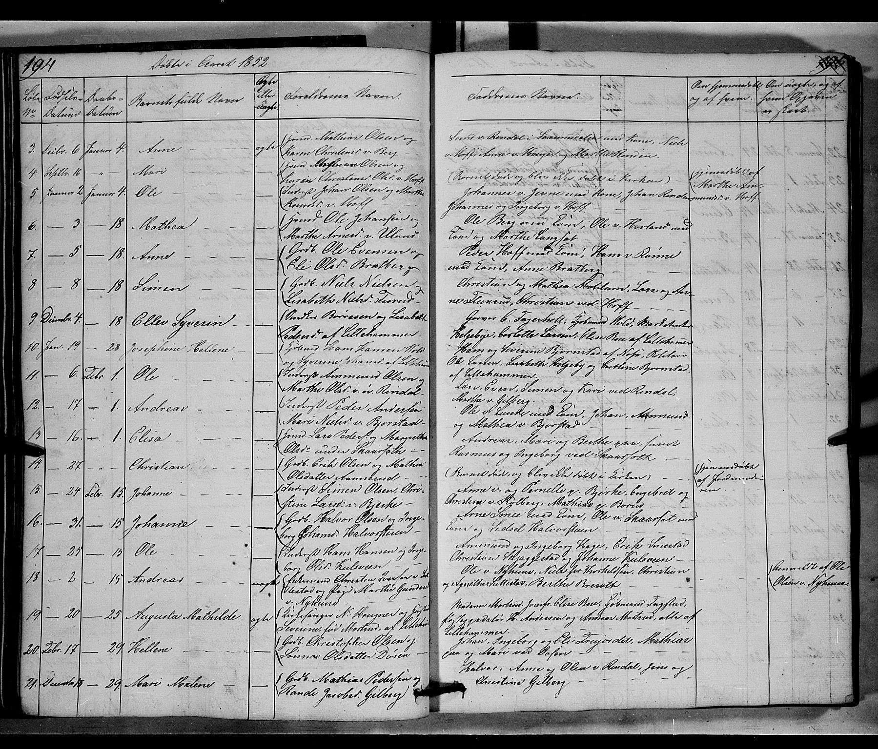 Fåberg prestekontor, AV/SAH-PREST-086/H/Ha/Hab/L0006: Klokkerbok nr. 6, 1837-1855, s. 194-195