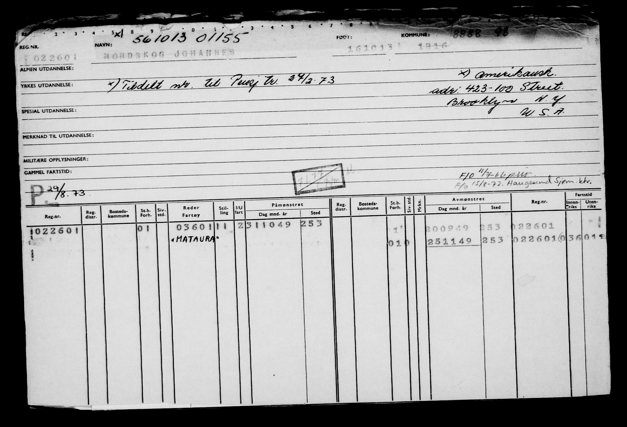 Direktoratet for sjømenn, AV/RA-S-3545/G/Gb/L0116: Hovedkort, 1913, s. 80