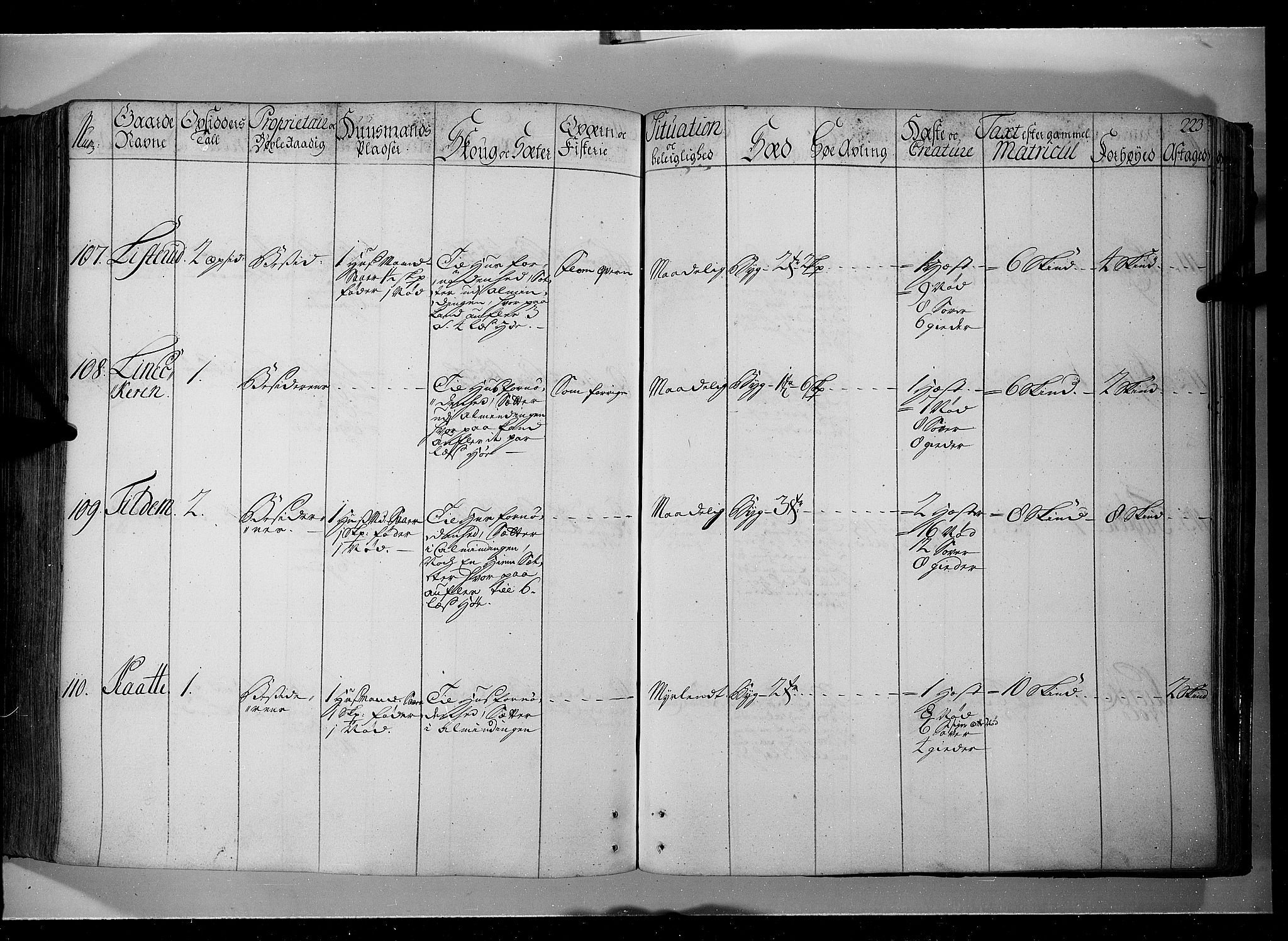 Rentekammeret inntil 1814, Realistisk ordnet avdeling, AV/RA-EA-4070/N/Nb/Nbf/L0104: Hadeland, Toten og Valdres eksaminasjonsprotokoll, 1723, s. 222b-223a