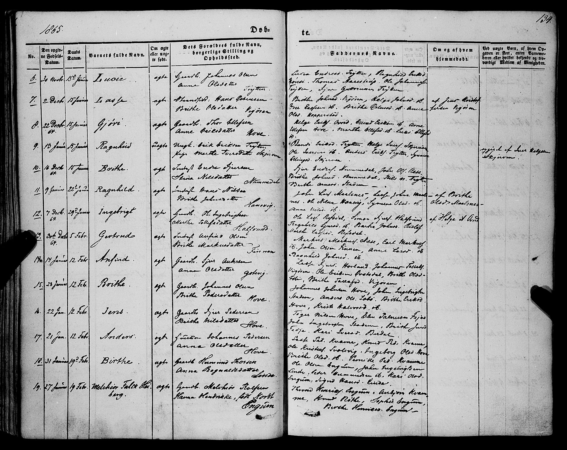Vik sokneprestembete, AV/SAB-A-81501/H/Haa/Haaa/L0008: Ministerialbok nr. A 8, 1846-1865, s. 134
