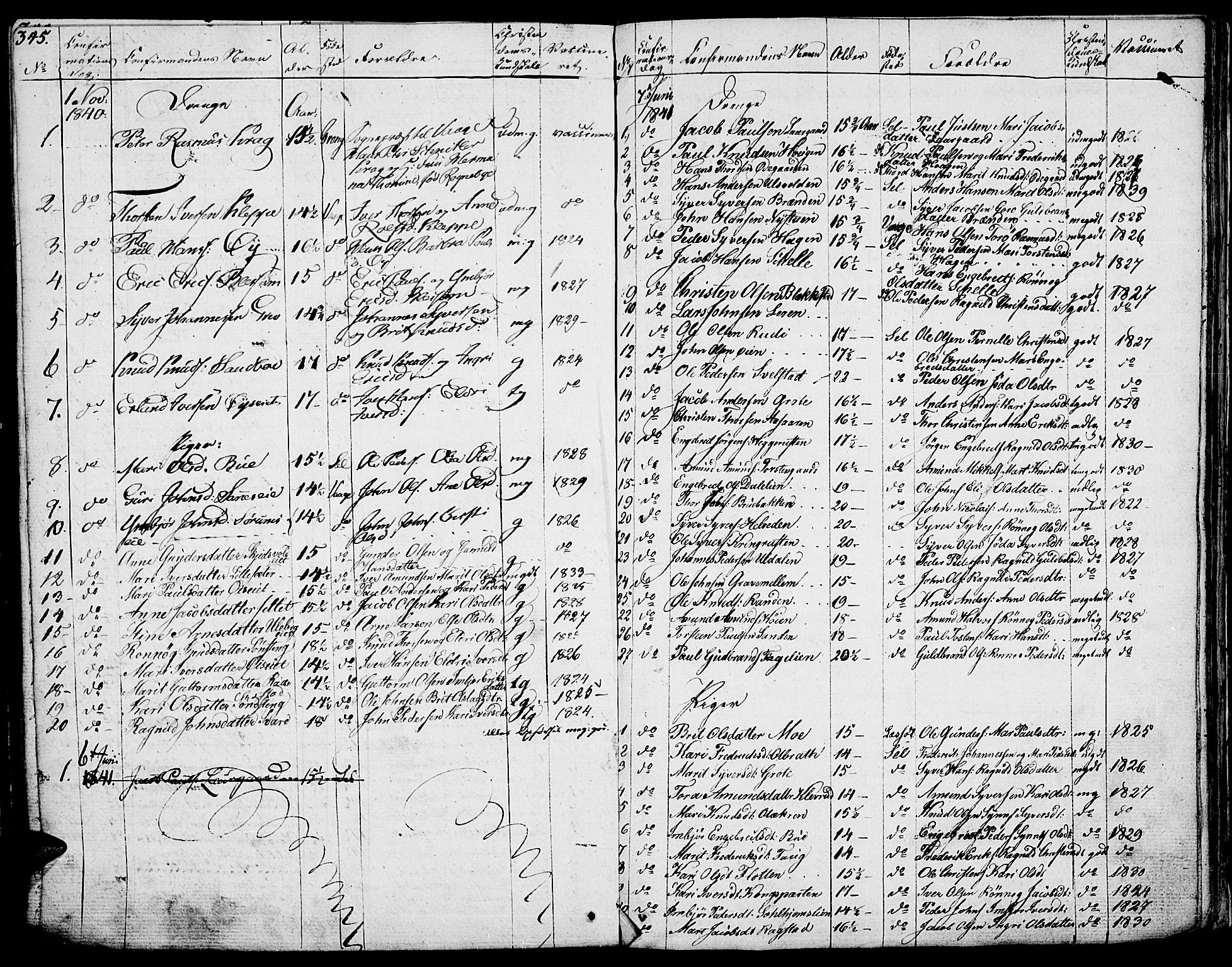 Vågå prestekontor, AV/SAH-PREST-076/H/Ha/Haa/L0004: Ministerialbok nr. 4 /1, 1827-1842, s. 345