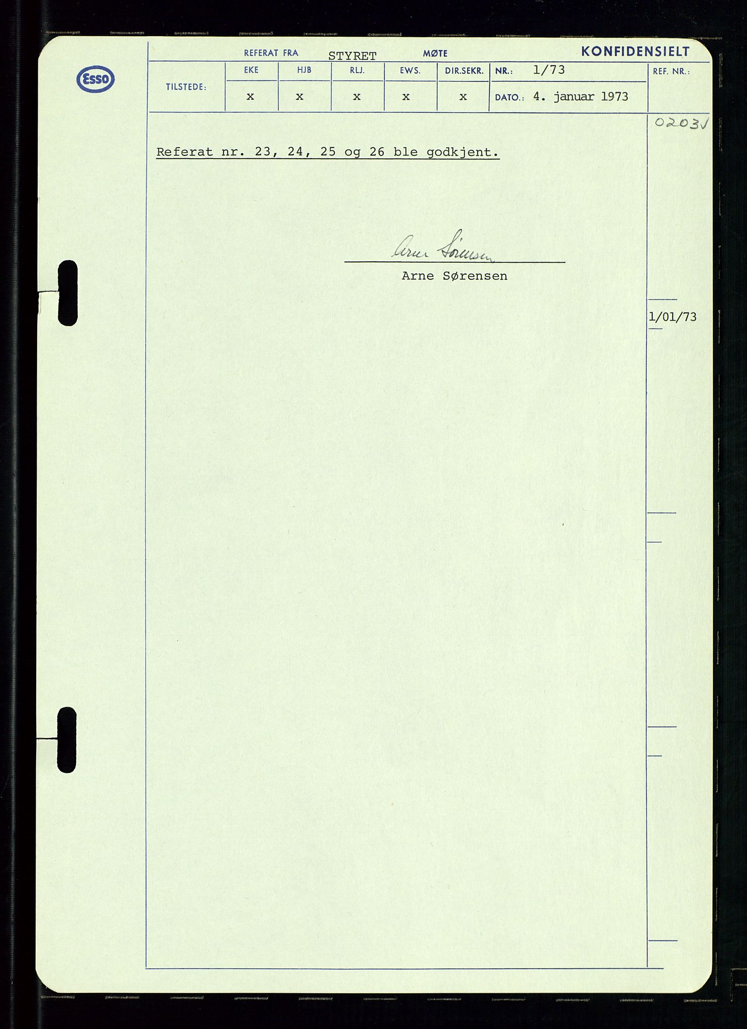 Pa 0982 - Esso Norge A/S, SAST/A-100448/A/Aa/L0003/0002: Den administrerende direksjon Board minutes (styrereferater) og Bedriftforsamlingsprotokoll / Den administrerende direksjon Board minutes (styrereferater), 1970-1974, s. 92