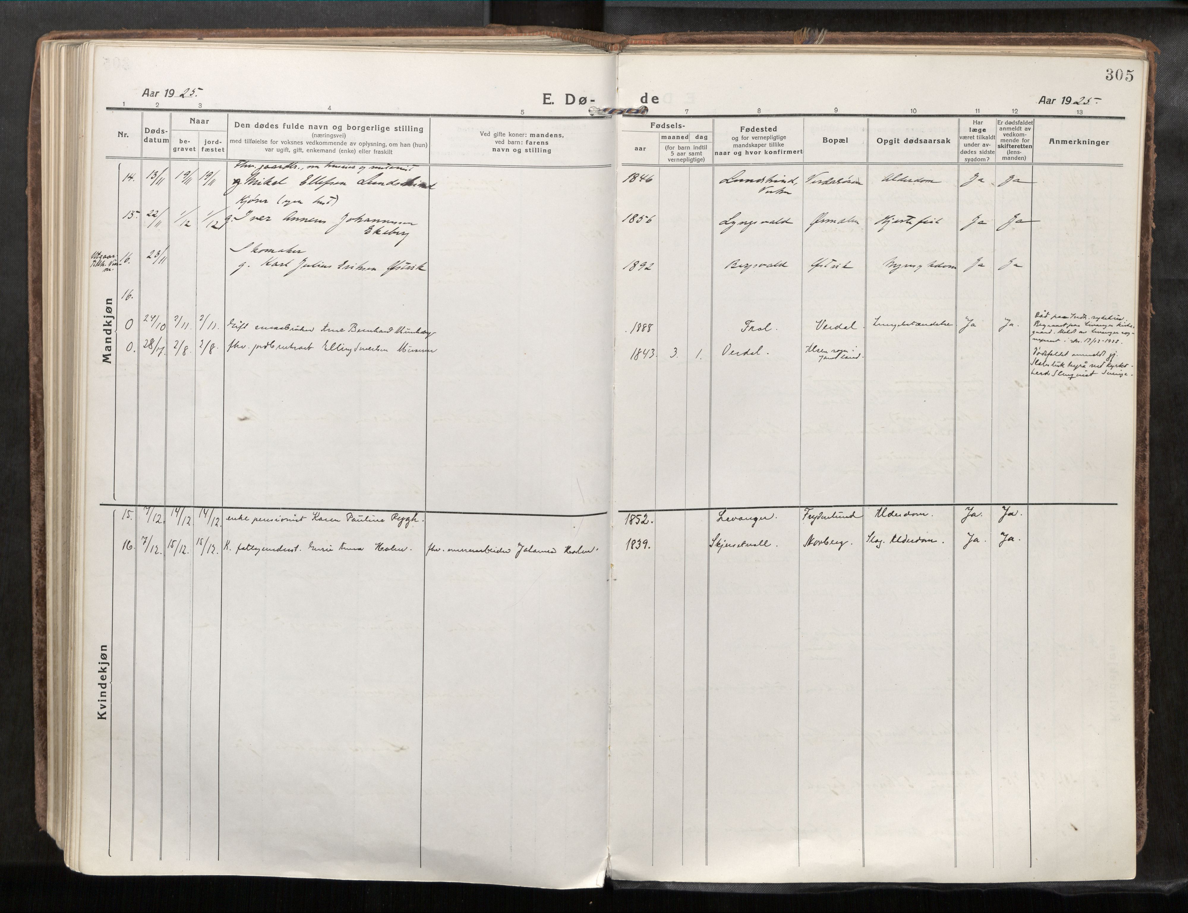 Verdal sokneprestkontor, AV/SAT-A-1156/2/H/Haa/L0001: Ministerialbok nr. 1, 1917-1932, s. 305