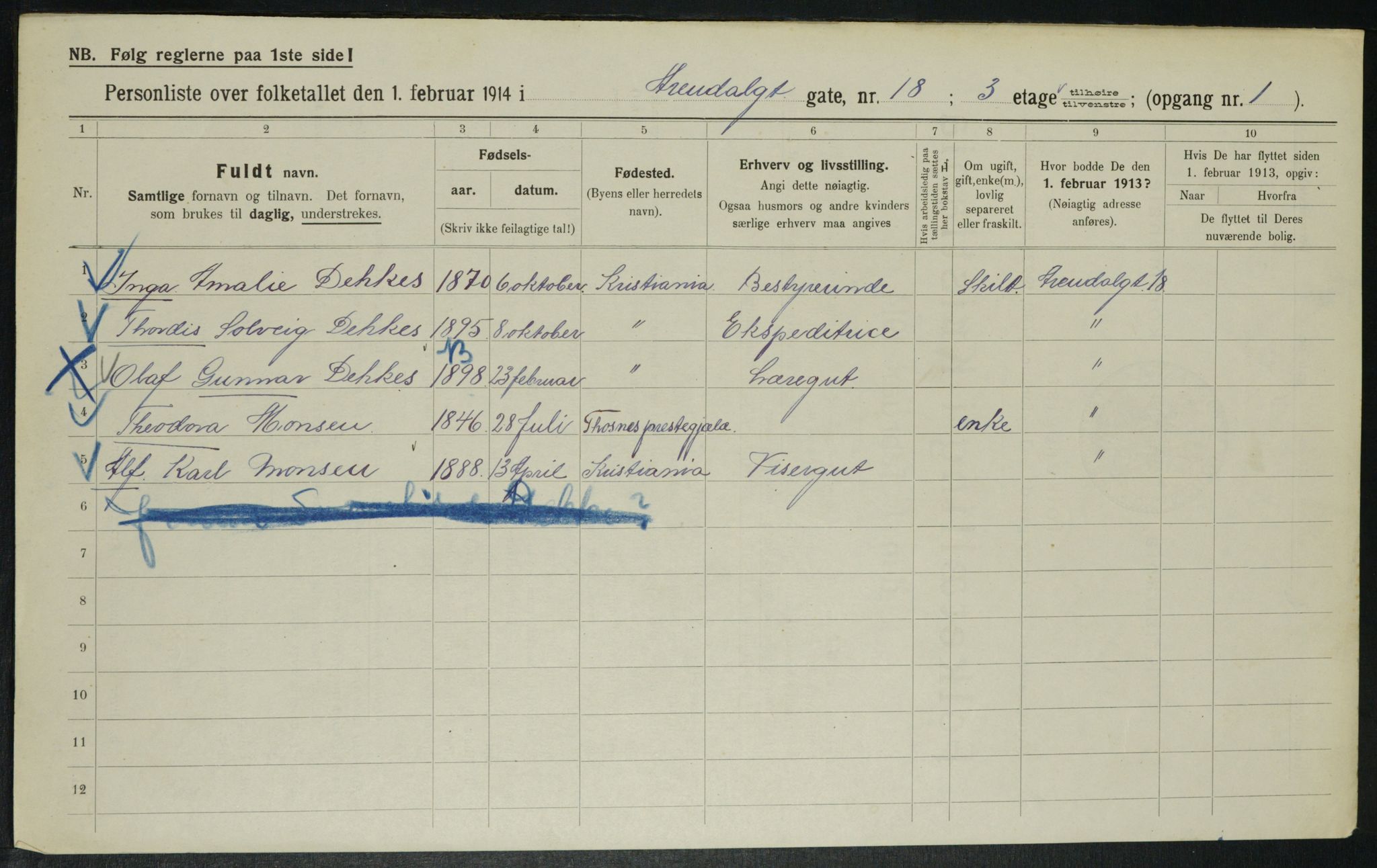 OBA, Kommunal folketelling 1.2.1914 for Kristiania, 1914, s. 2161