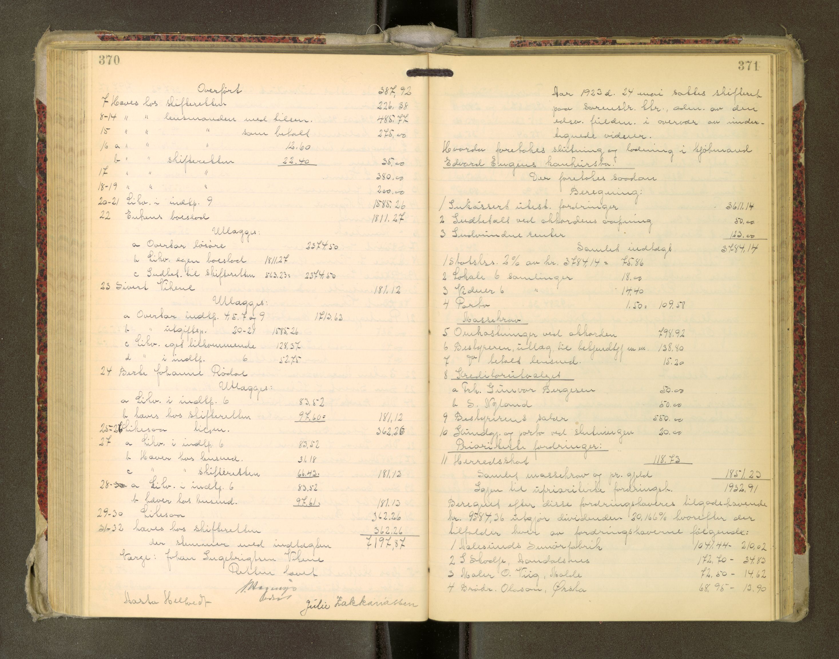 Romsdal sorenskriveri, AV/SAT-A-4149/1/3/3A/L0022: Skifteutlodnings Protokoll, 1920-1924, s. 370-371