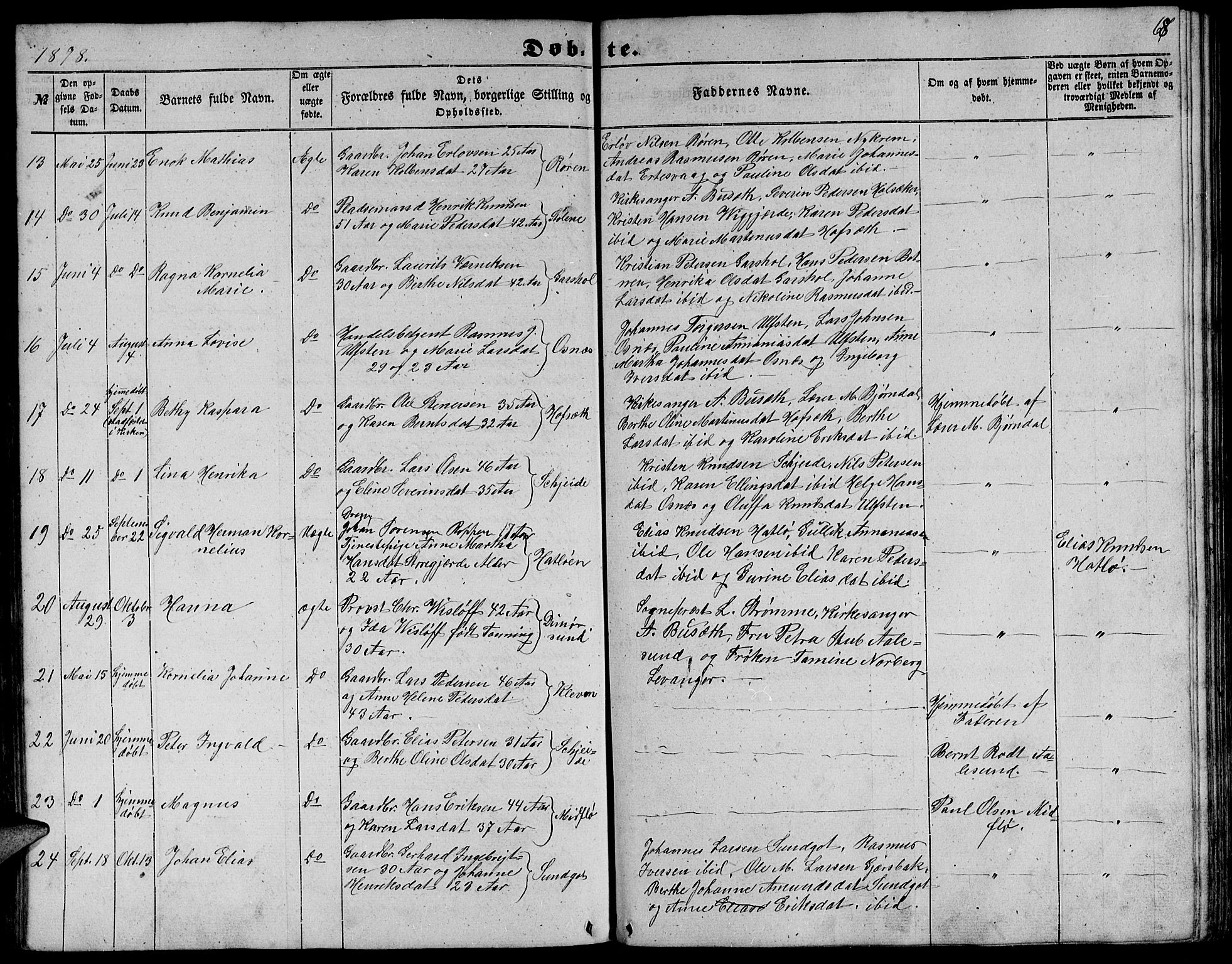 Ministerialprotokoller, klokkerbøker og fødselsregistre - Møre og Romsdal, SAT/A-1454/509/L0111: Klokkerbok nr. 509C01, 1854-1882, s. 68