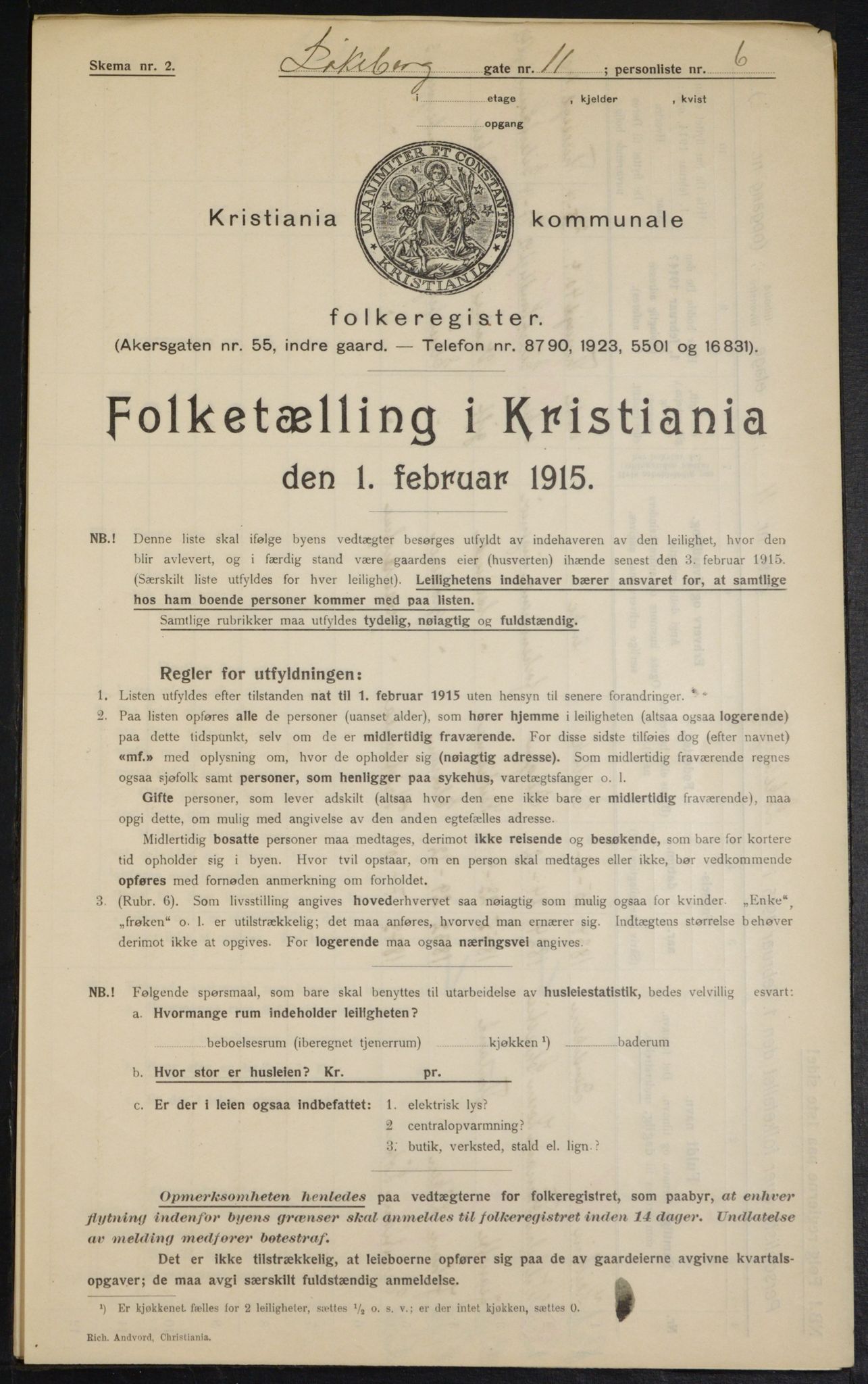 OBA, Kommunal folketelling 1.2.1915 for Kristiania, 1915, s. 57997