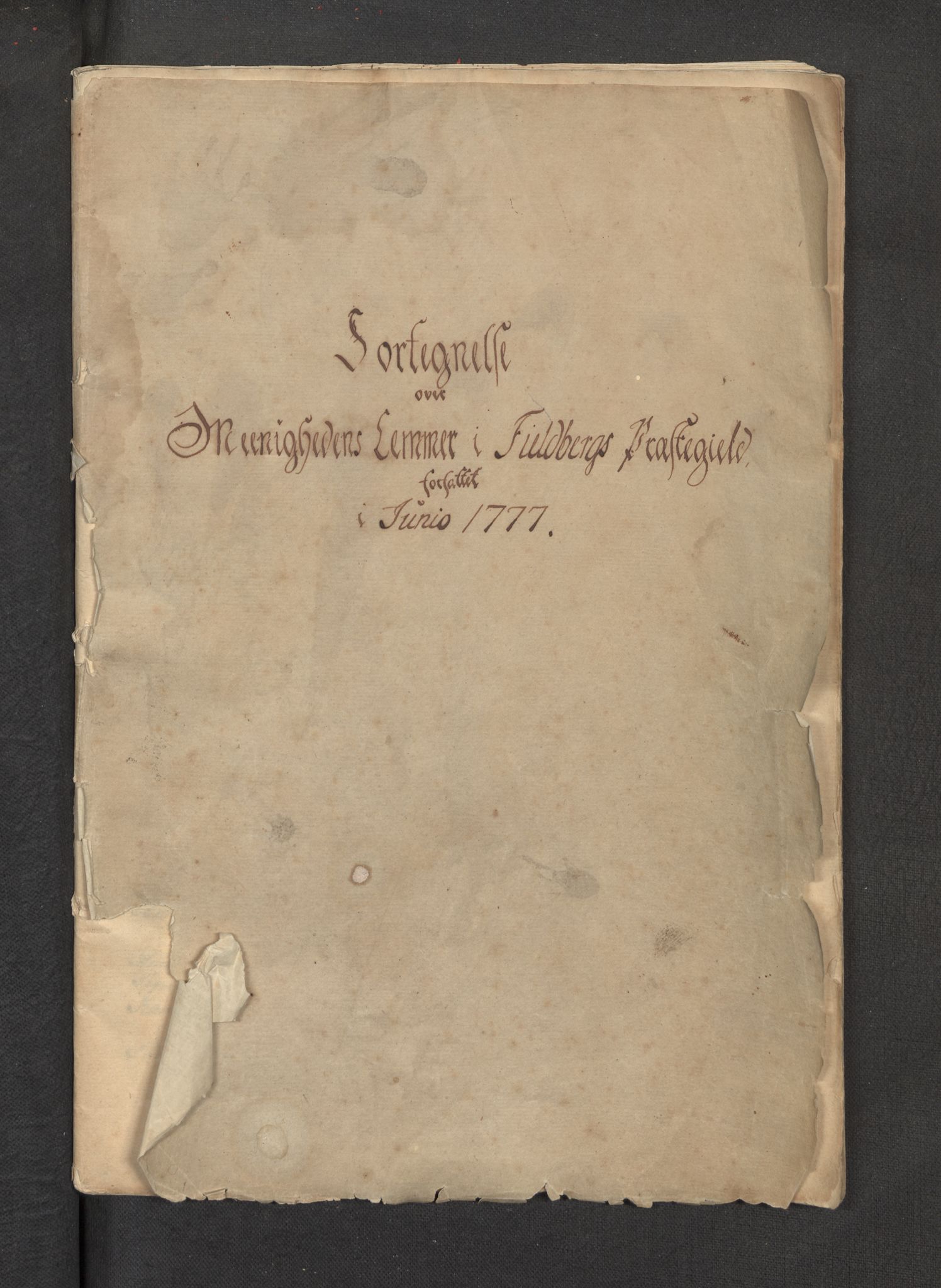 Fjelberg sokneprestembete, SAB/A-75201, 1777, s. 1