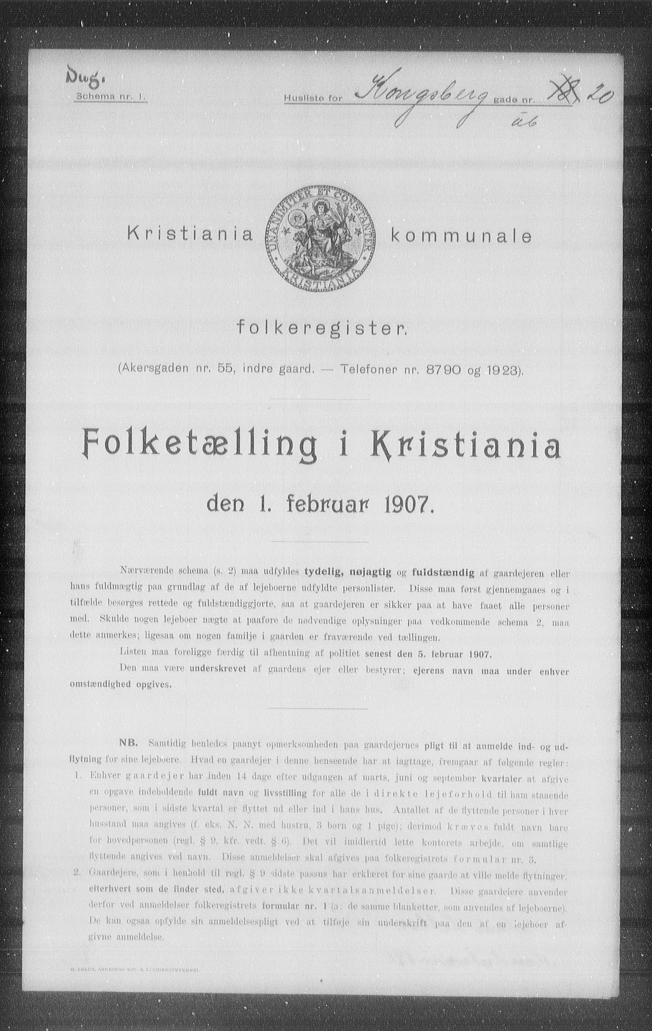 OBA, Kommunal folketelling 1.2.1907 for Kristiania kjøpstad, 1907, s. 26989