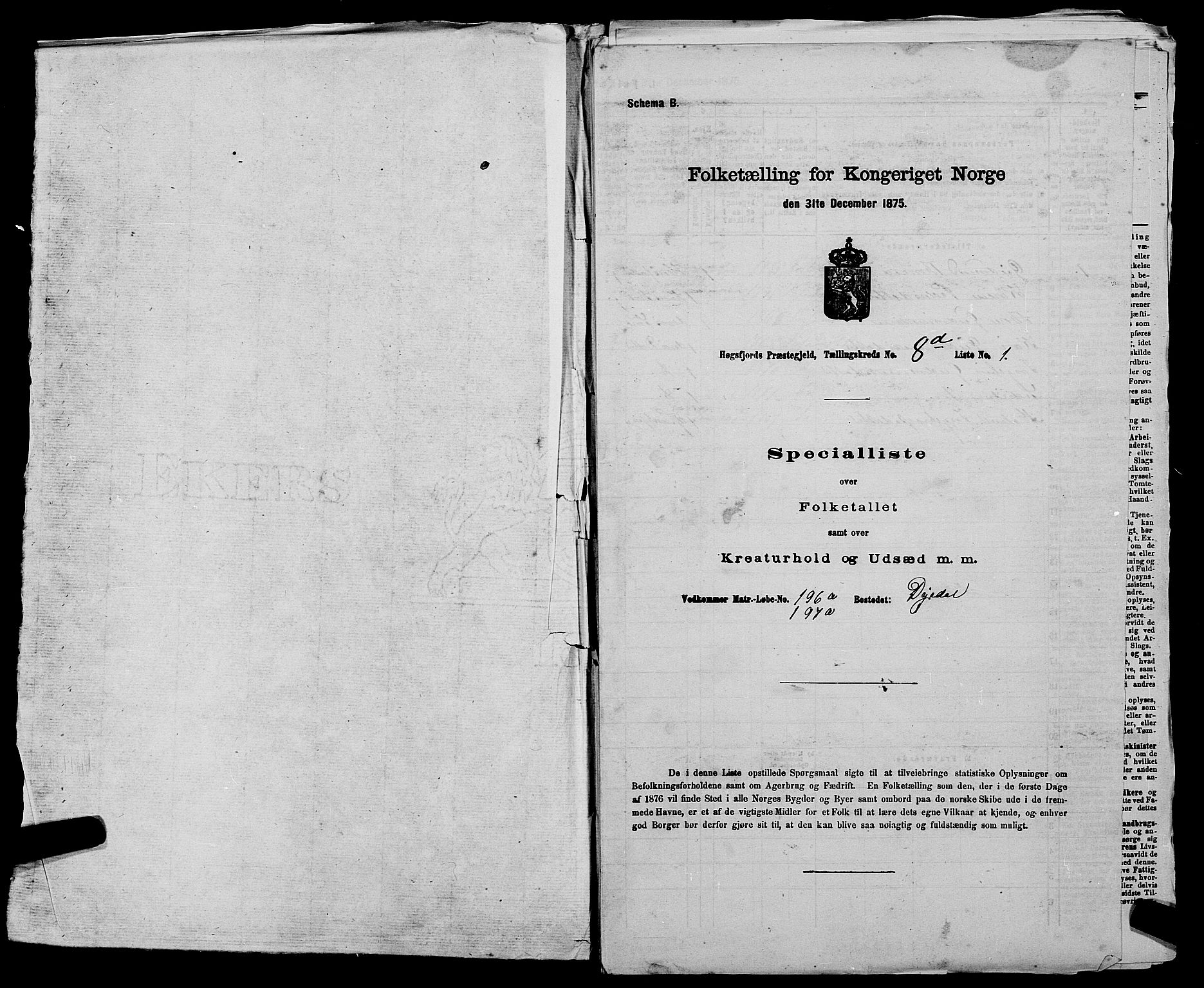 SAST, Folketelling 1875 for 1128P Høgsfjord prestegjeld, 1875, s. 674