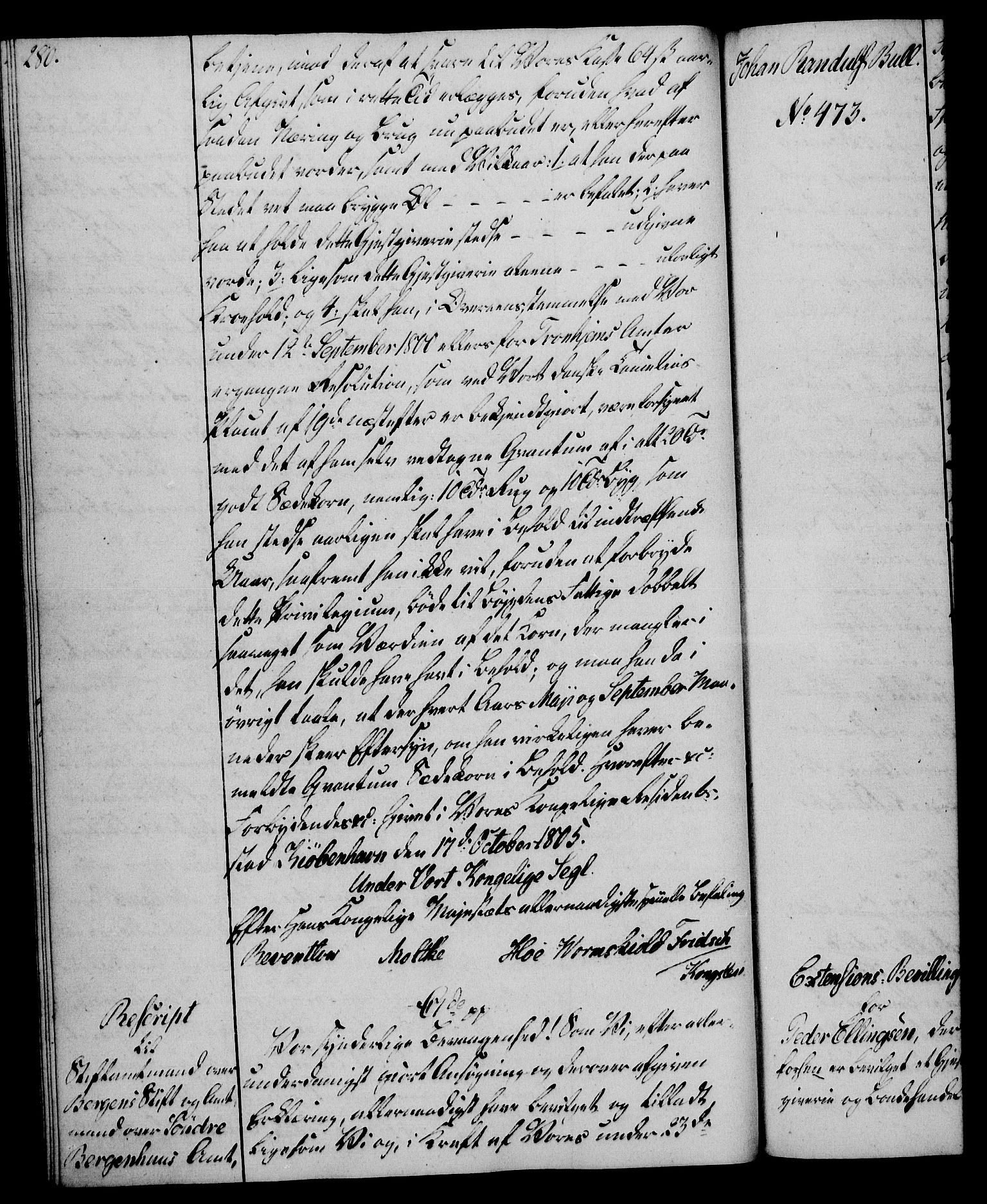 Rentekammeret, Kammerkanselliet, AV/RA-EA-3111/G/Gg/Gga/L0018: Norsk ekspedisjonsprotokoll med register (merket RK 53.18), 1804-1806, s. 280