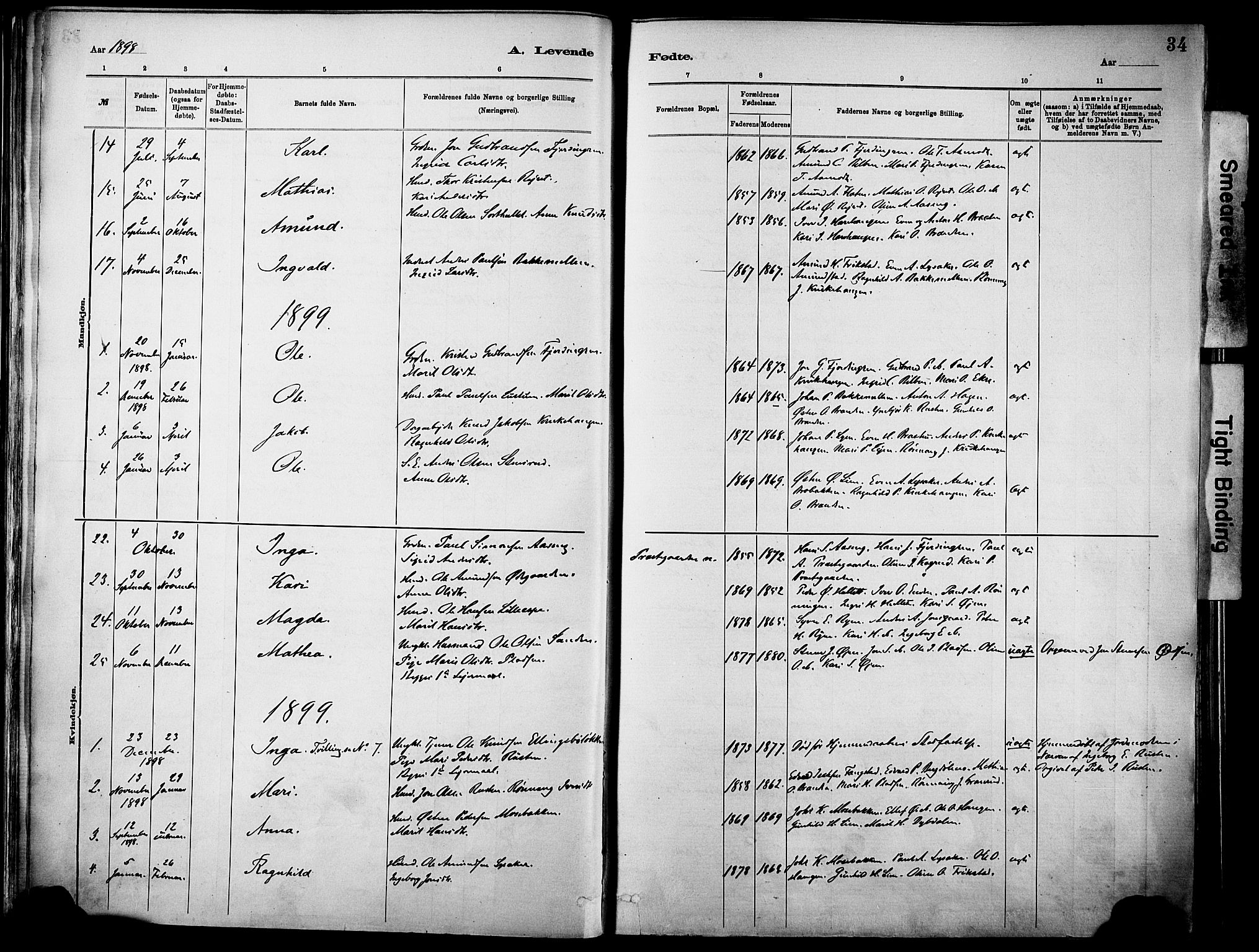 Vågå prestekontor, AV/SAH-PREST-076/H/Ha/Haa/L0010: Ministerialbok nr. 10, 1887-1904, s. 34
