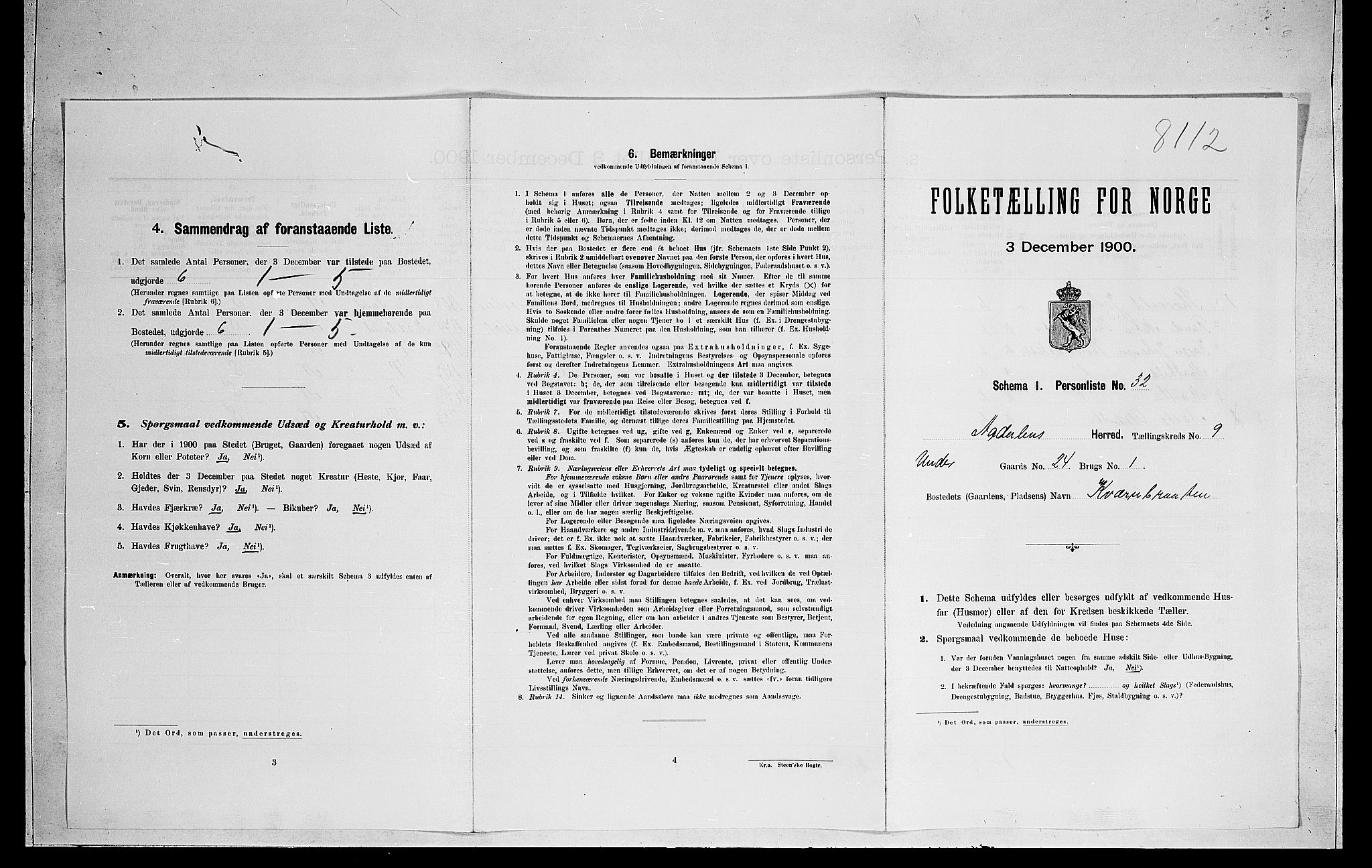 RA, Folketelling 1900 for 0614 Ådal herred, 1900, s. 649