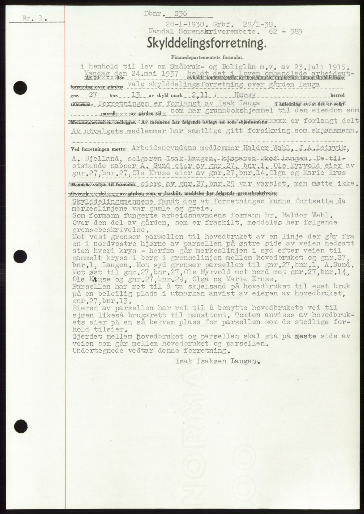 Namdal sorenskriveri, SAT/A-4133/1/2/2C: Pantebok nr. -, 1937-1939, Tingl.dato: 28.01.1938