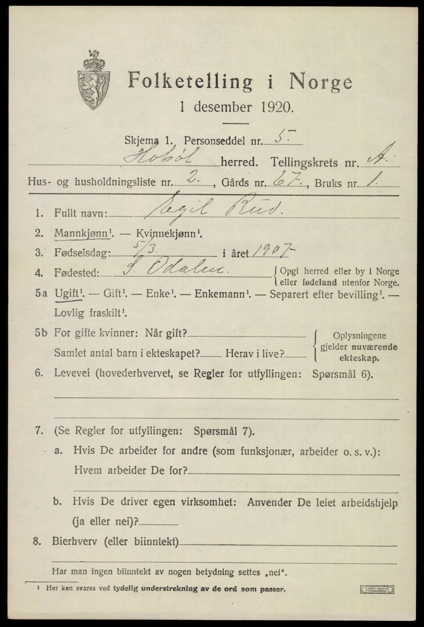 SAO, Folketelling 1920 for 0138 Hobøl herred, 1920, s. 914