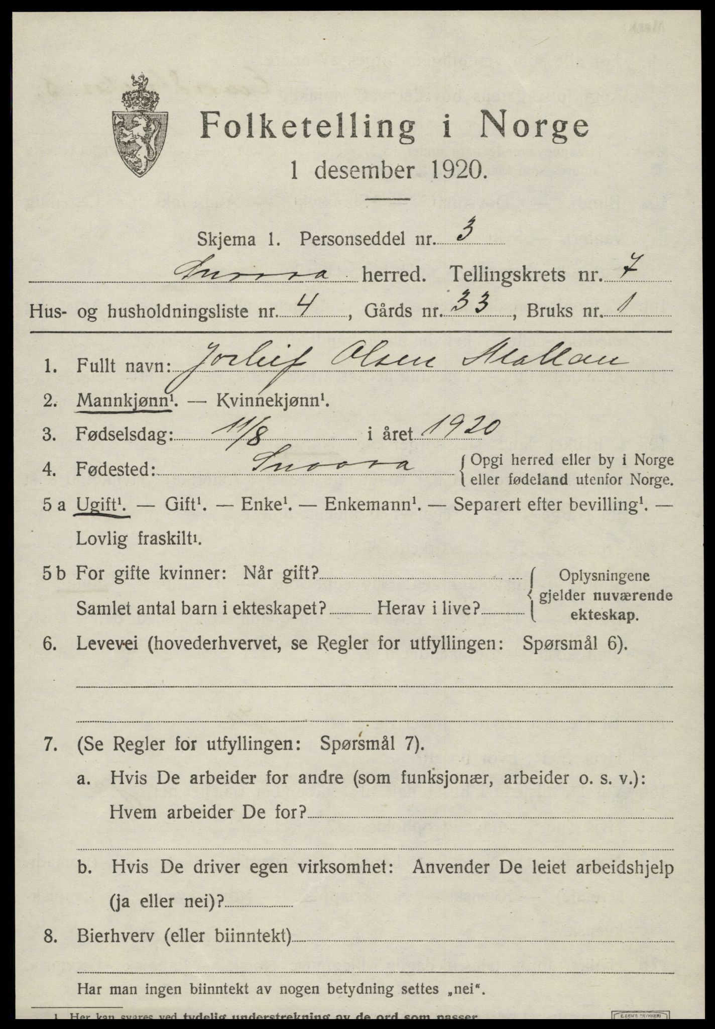 SAT, Folketelling 1920 for 1736 Snåsa herred, 1920, s. 2950