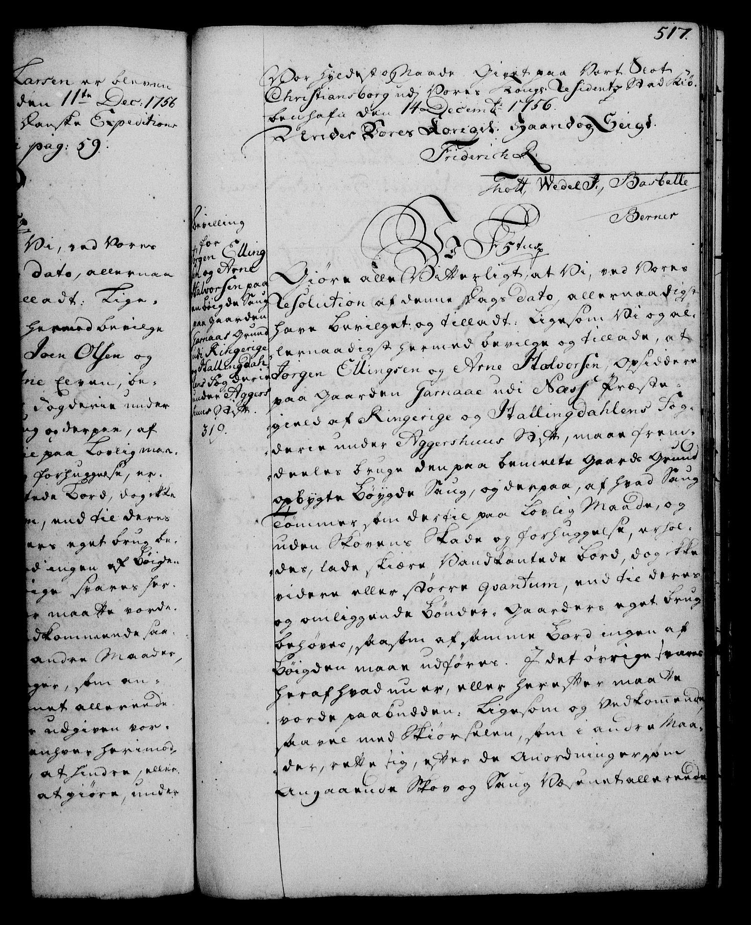 Rentekammeret, Kammerkanselliet, RA/EA-3111/G/Gg/Gga/L0006: Norsk ekspedisjonsprotokoll med register (merket RK 53.6), 1749-1759, s. 517