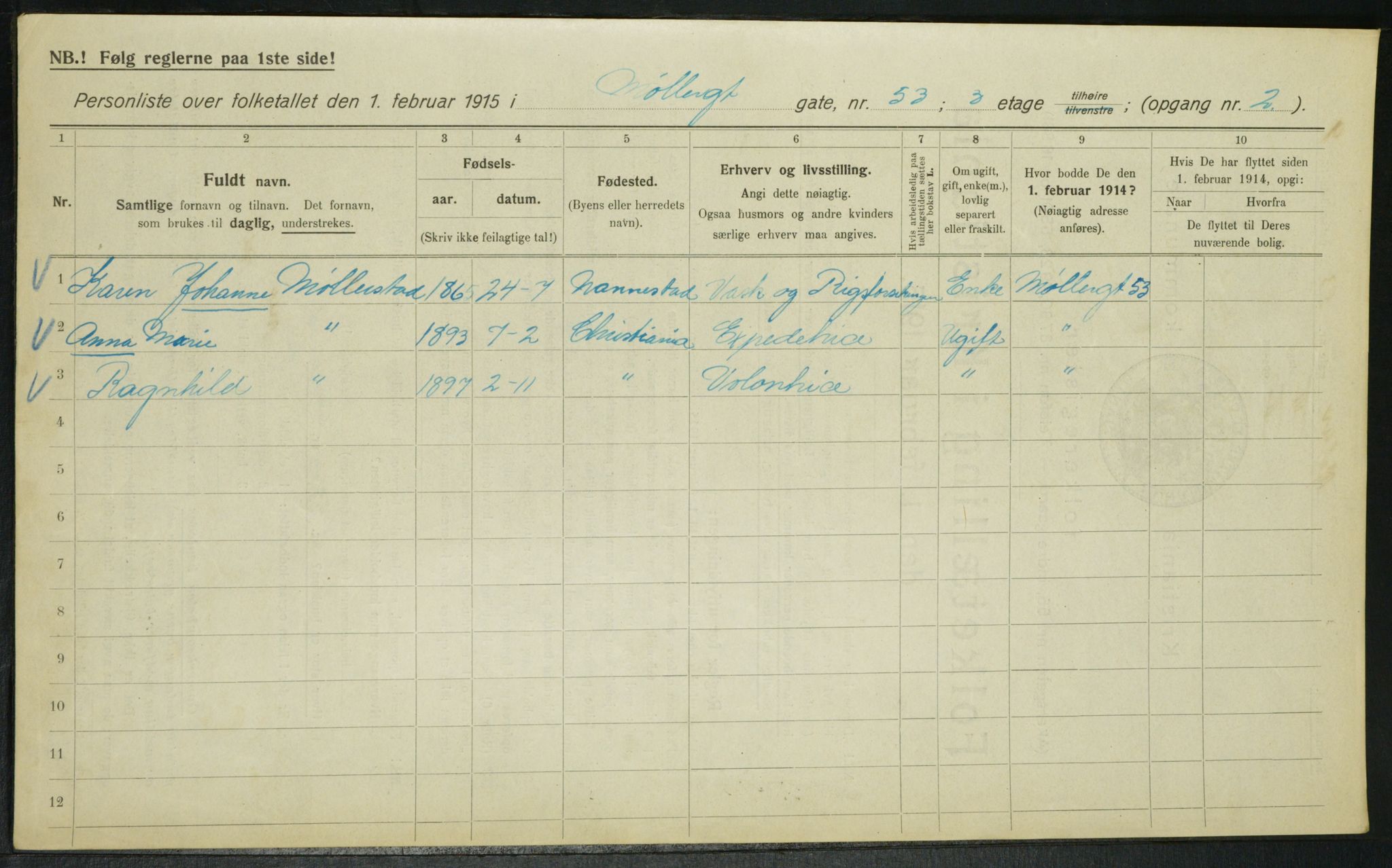 OBA, Kommunal folketelling 1.2.1915 for Kristiania, 1915, s. 68462
