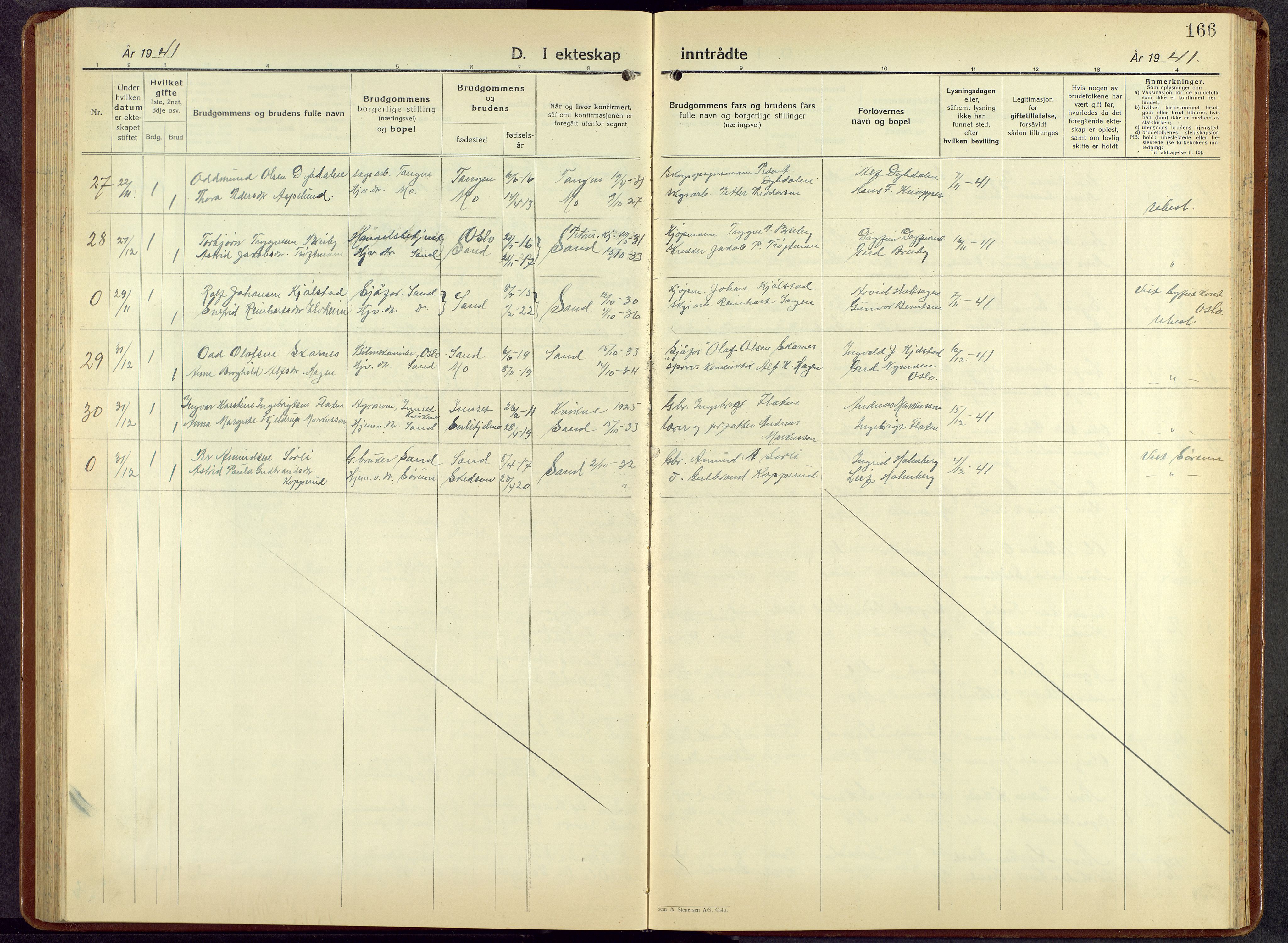 Nord-Odal prestekontor, AV/SAH-PREST-032/H/Ha/Hab/L0007: Klokkerbok nr. 7, 1939-1957, s. 166