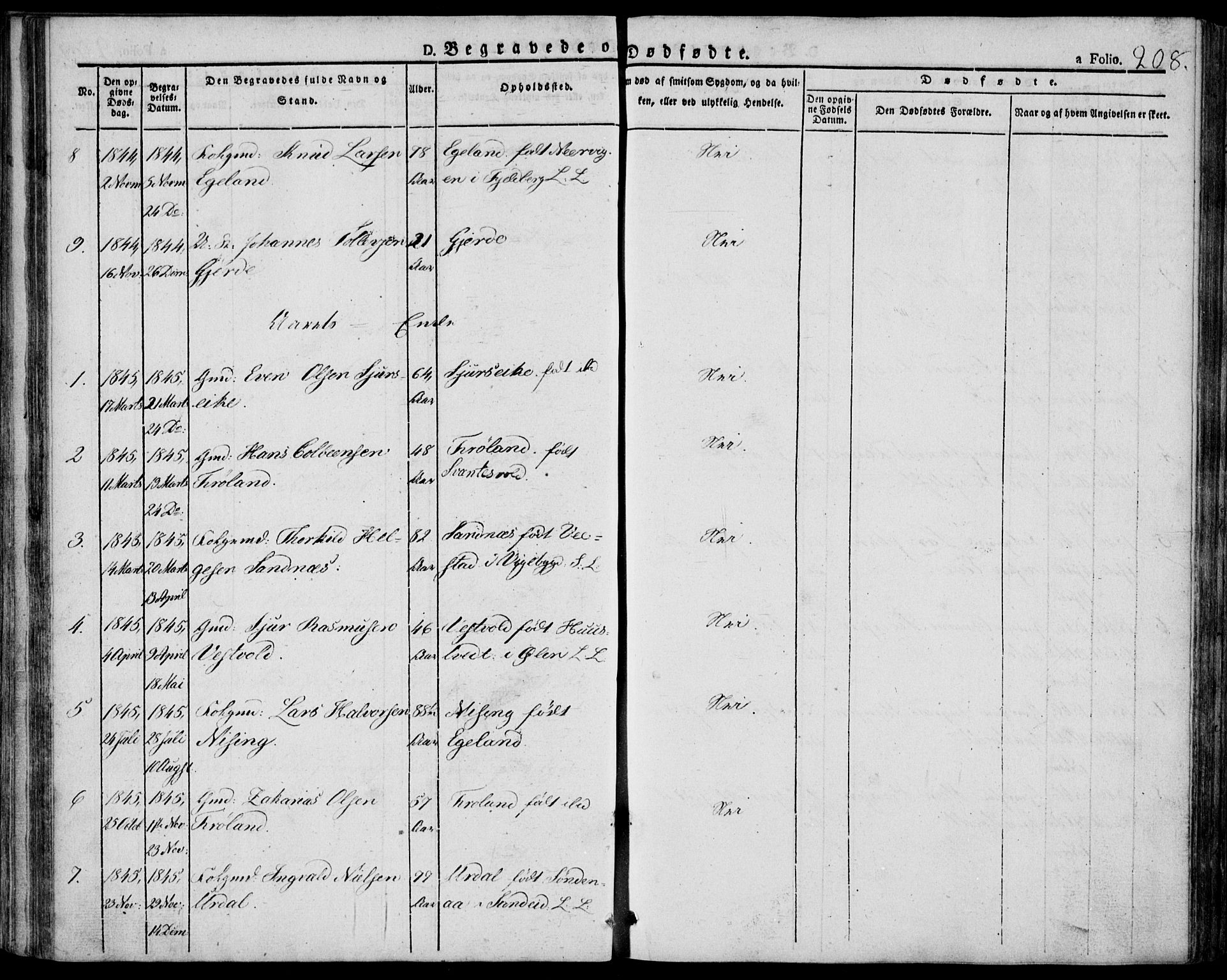 Skjold sokneprestkontor, SAST/A-101847/H/Ha/Haa/L0005: Ministerialbok nr. A 5, 1830-1856, s. 208