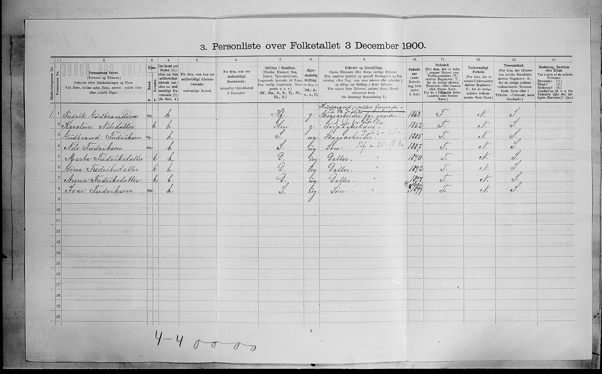 SAH, Folketelling 1900 for 0532 Jevnaker herred, 1900, s. 466