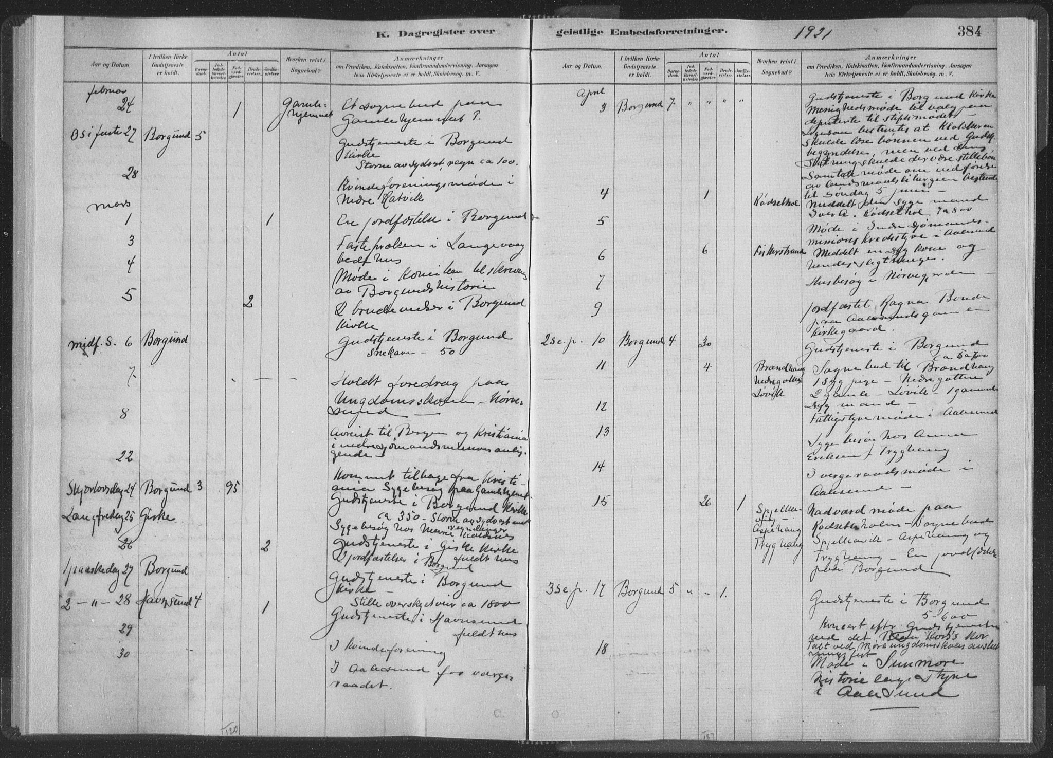 Ministerialprotokoller, klokkerbøker og fødselsregistre - Møre og Romsdal, AV/SAT-A-1454/528/L0404: Ministerialbok nr. 528A13II, 1880-1922, s. 384