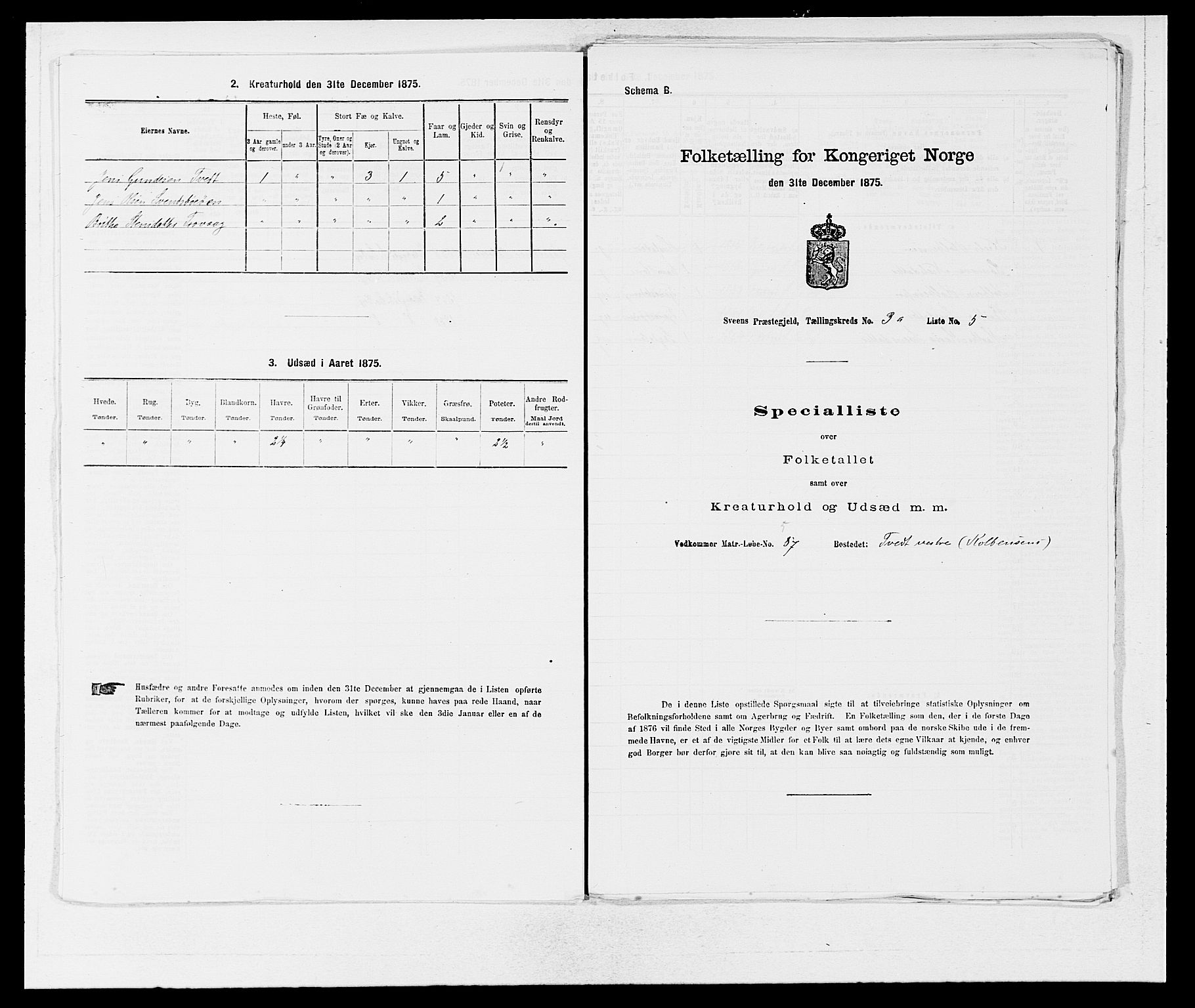 SAB, Folketelling 1875 for 1216P Sveio prestegjeld, 1875, s. 296