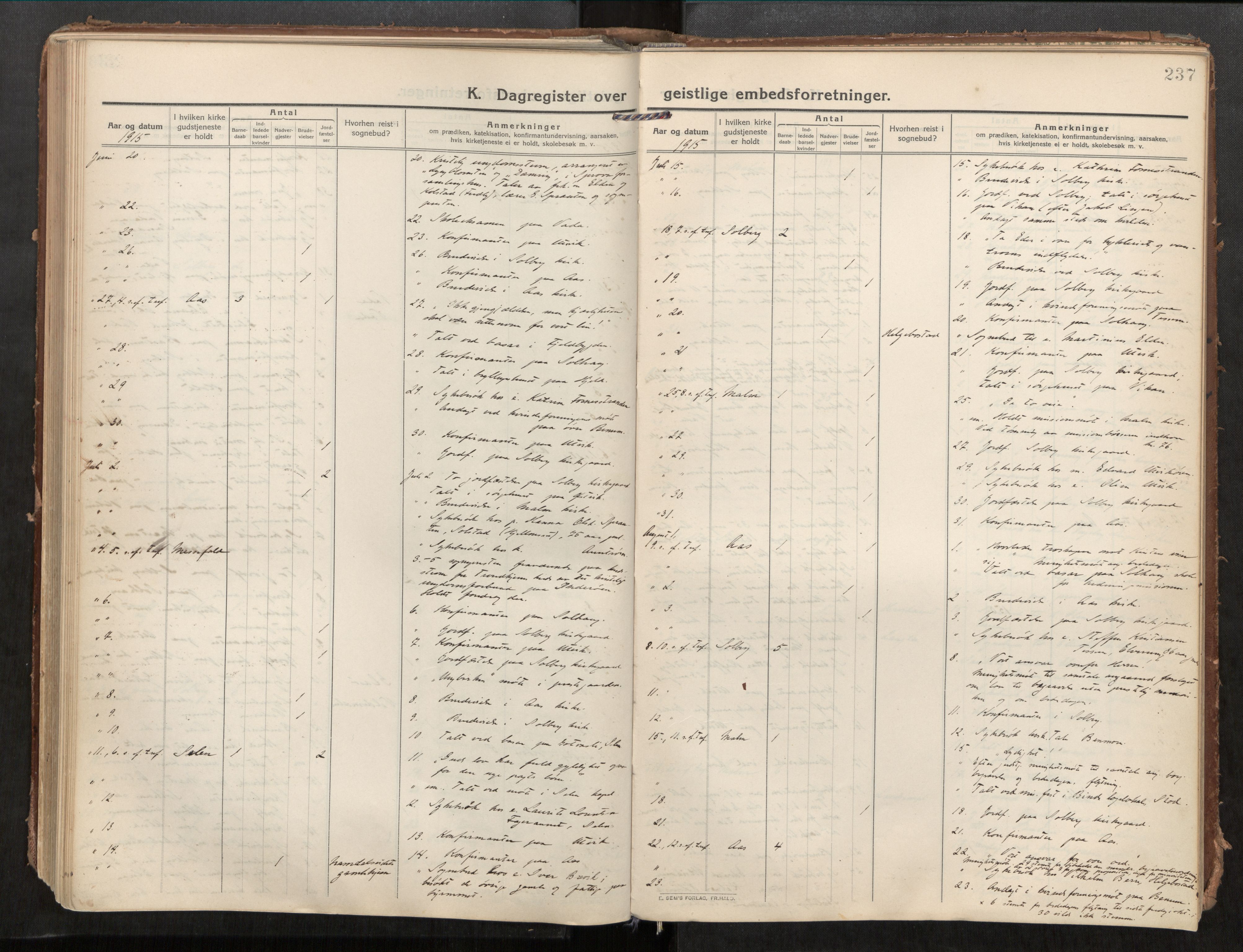 Beitstad sokneprestkontor, AV/SAT-A-1162/I/I1/I1a/L0001: Ministerialbok nr. 1, 1912-1927, s. 237