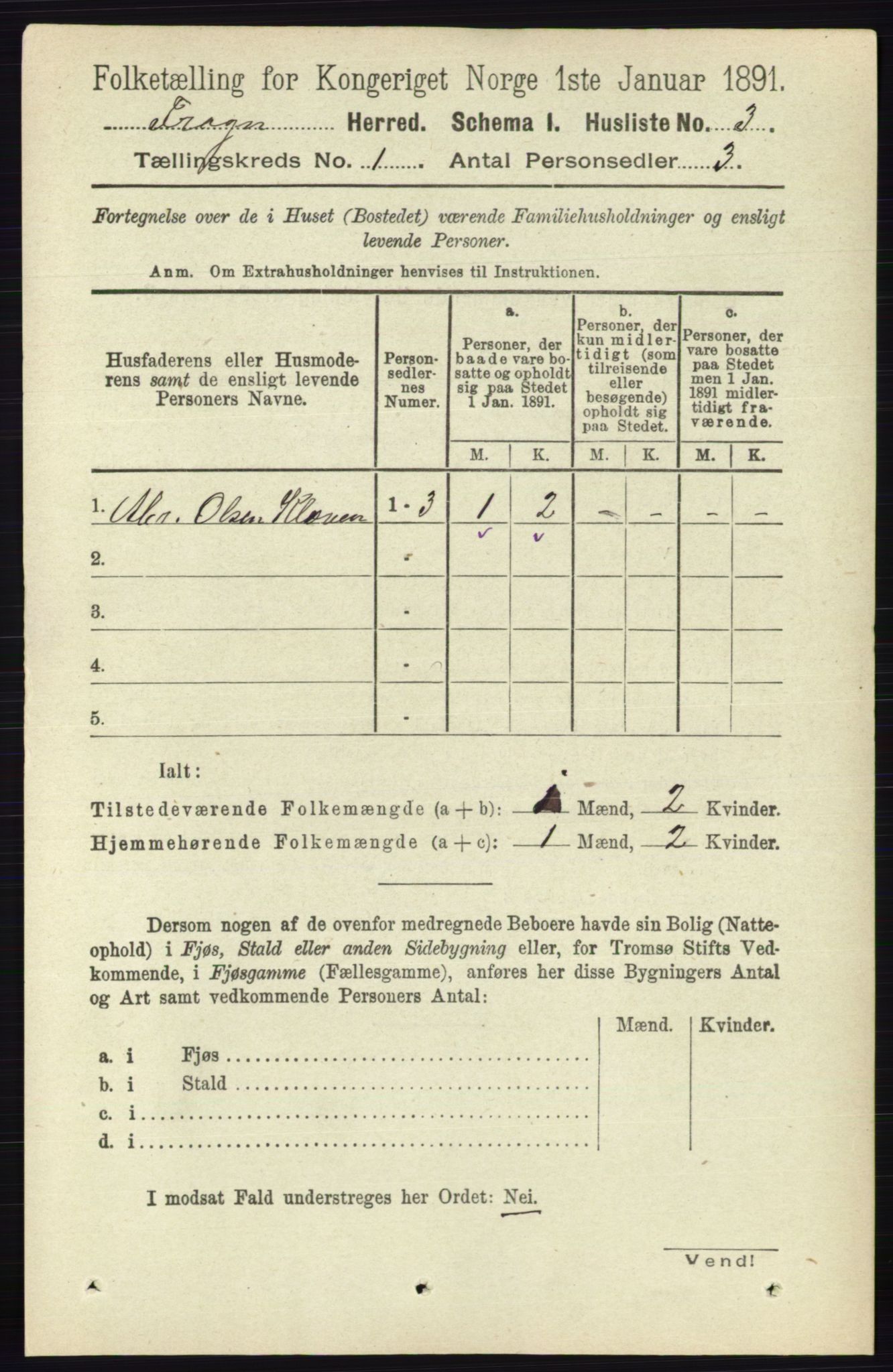 RA, Folketelling 1891 for 0215 Frogn herred, 1891, s. 18