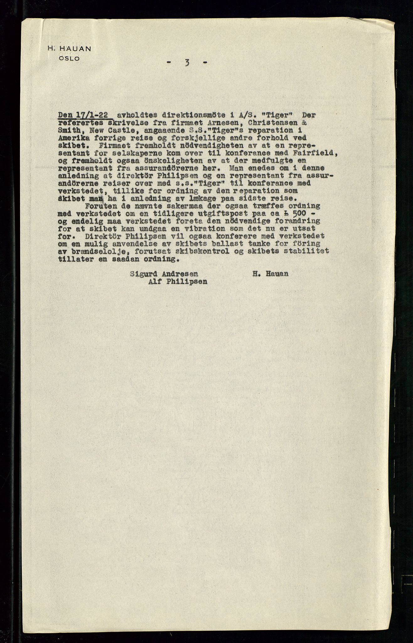 Pa 1536 - Esso Norge as, Vallø Oljeraffineri og lager, AV/SAST-A-101956/A/Aa/L0001/0003: Generalforsamlinger og bilag til generalforsamlinger / Vallø styre og generalforsamling, 1905-1933