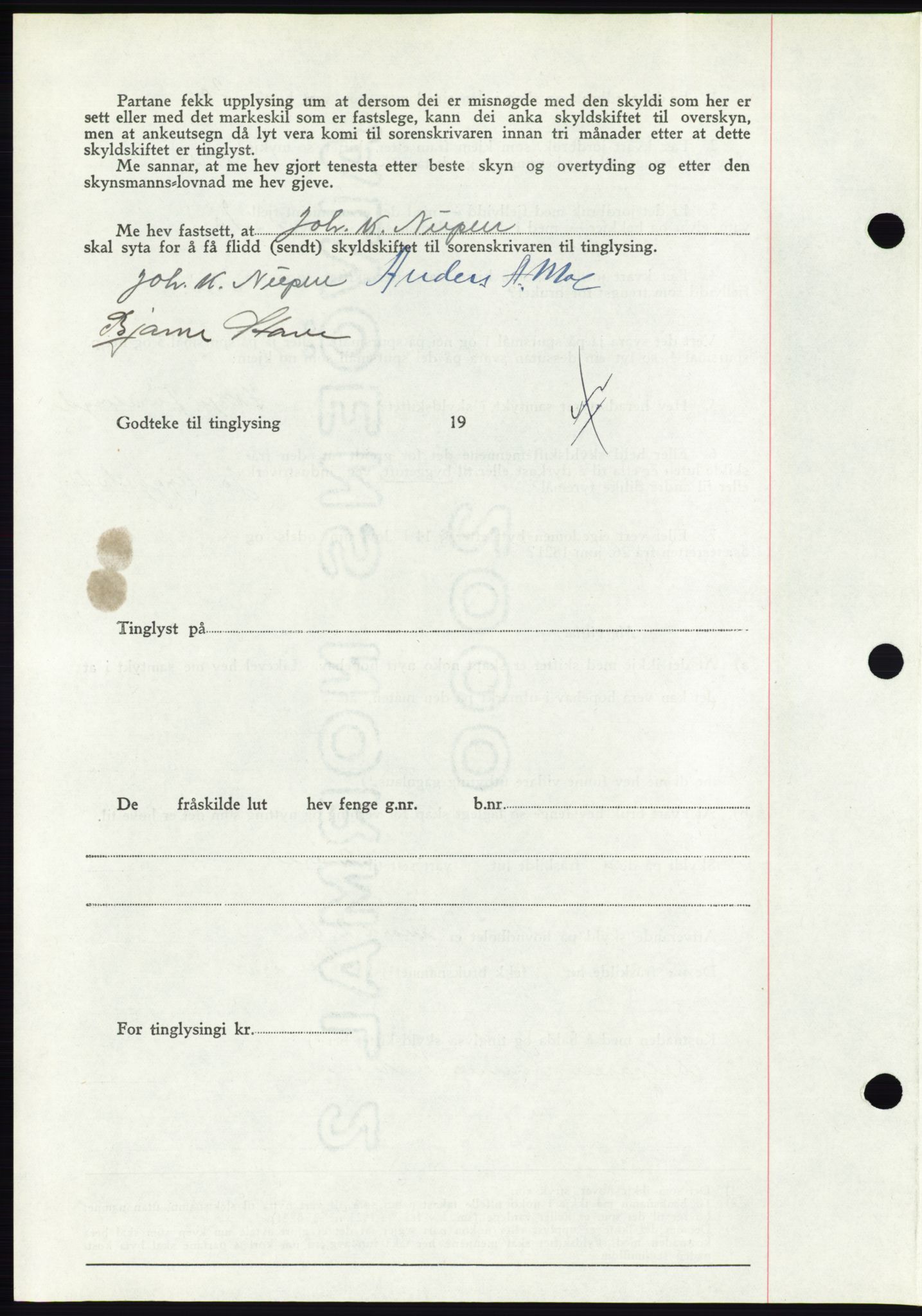 Søre Sunnmøre sorenskriveri, AV/SAT-A-4122/1/2/2C/L0081: Pantebok nr. 7A, 1947-1948, Dagboknr: 1275/1947