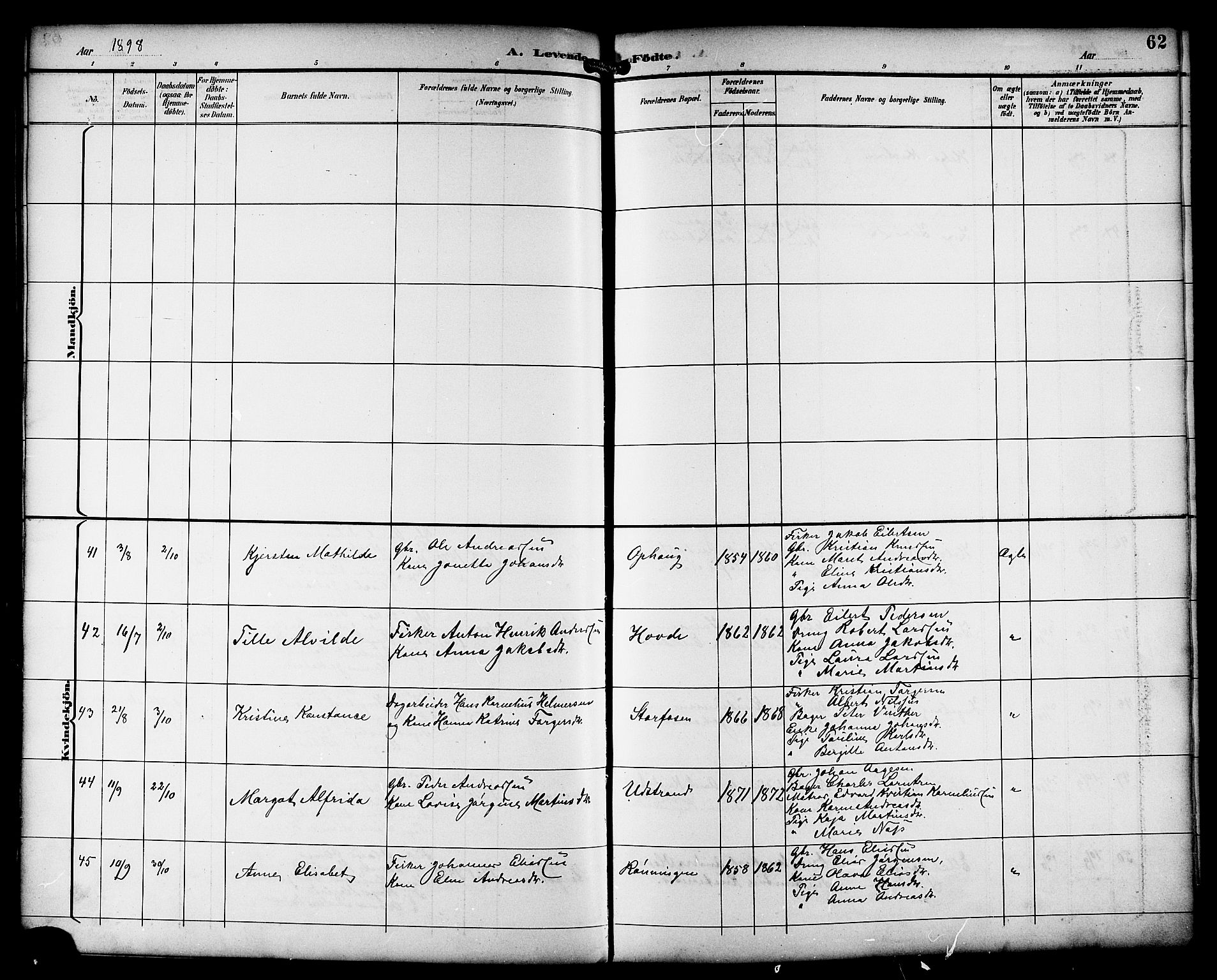 Ministerialprotokoller, klokkerbøker og fødselsregistre - Sør-Trøndelag, SAT/A-1456/659/L0746: Klokkerbok nr. 659C03, 1893-1912, s. 62