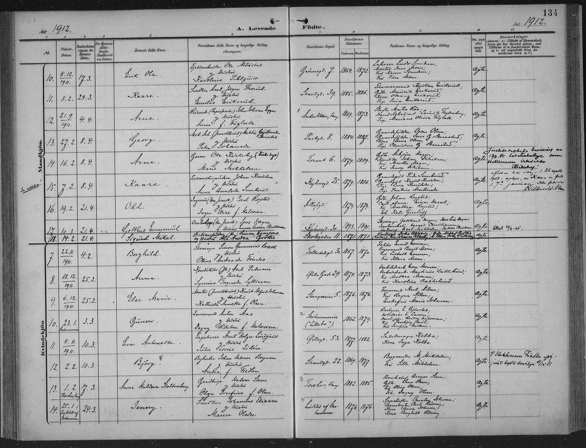 Hamar prestekontor, AV/SAH-DOMPH-002/H/Ha/Haa/L0001: Ministerialbok nr. 1, 1900-1914, s. 134
