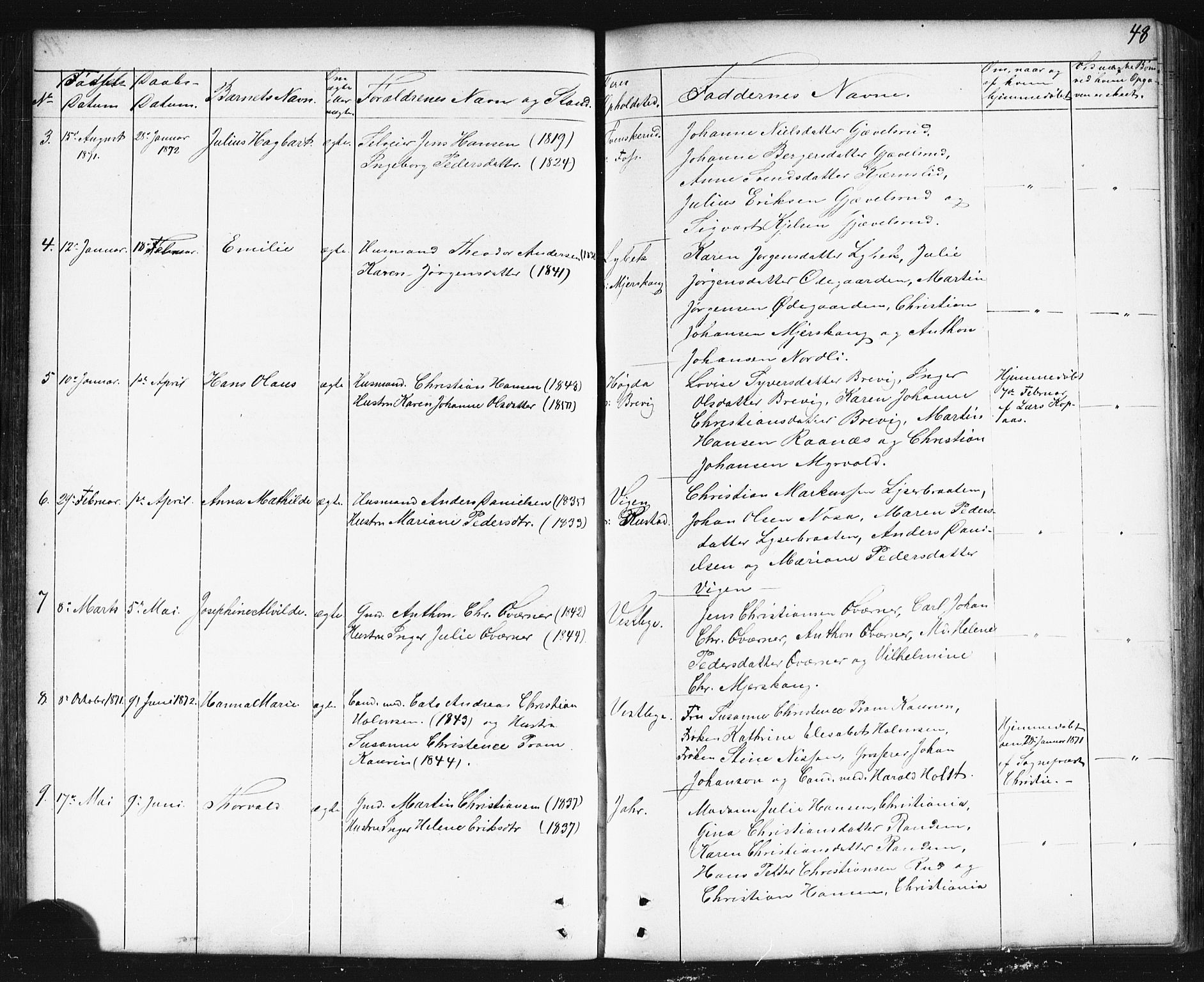 Enebakk prestekontor Kirkebøker, AV/SAO-A-10171c/G/Gb/L0001: Klokkerbok nr. II 1, 1859-1890, s. 48