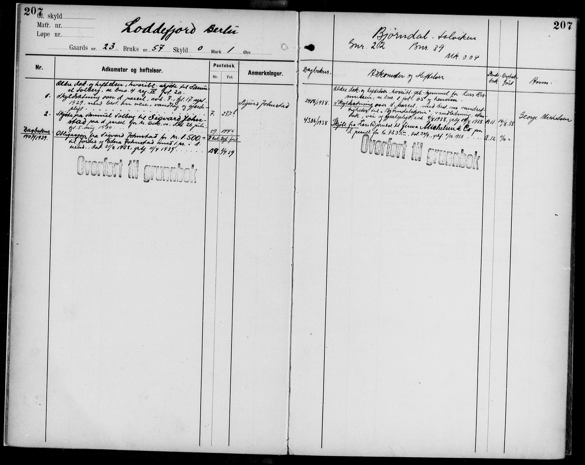 Midhordland sorenskriveri, AV/SAB-A-3001/1/G/Ga/Gab/L0109: Panteregister nr. II.A.b.109, s. 207