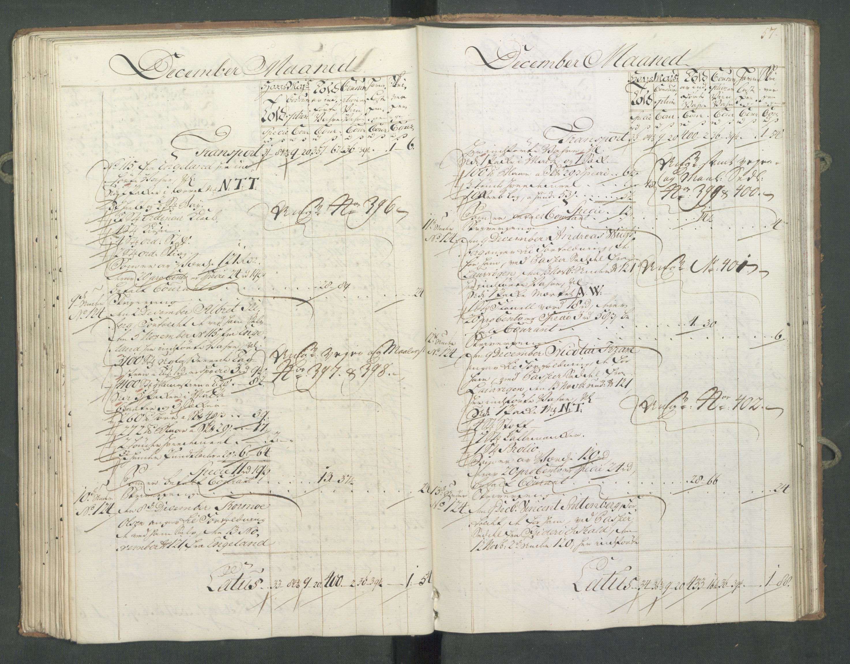 Generaltollkammeret, tollregnskaper, AV/RA-EA-5490/R10/L0024/0001: Tollregnskaper Tønsberg / Inngående hovedtollbok, 1762, s. 56b-57a