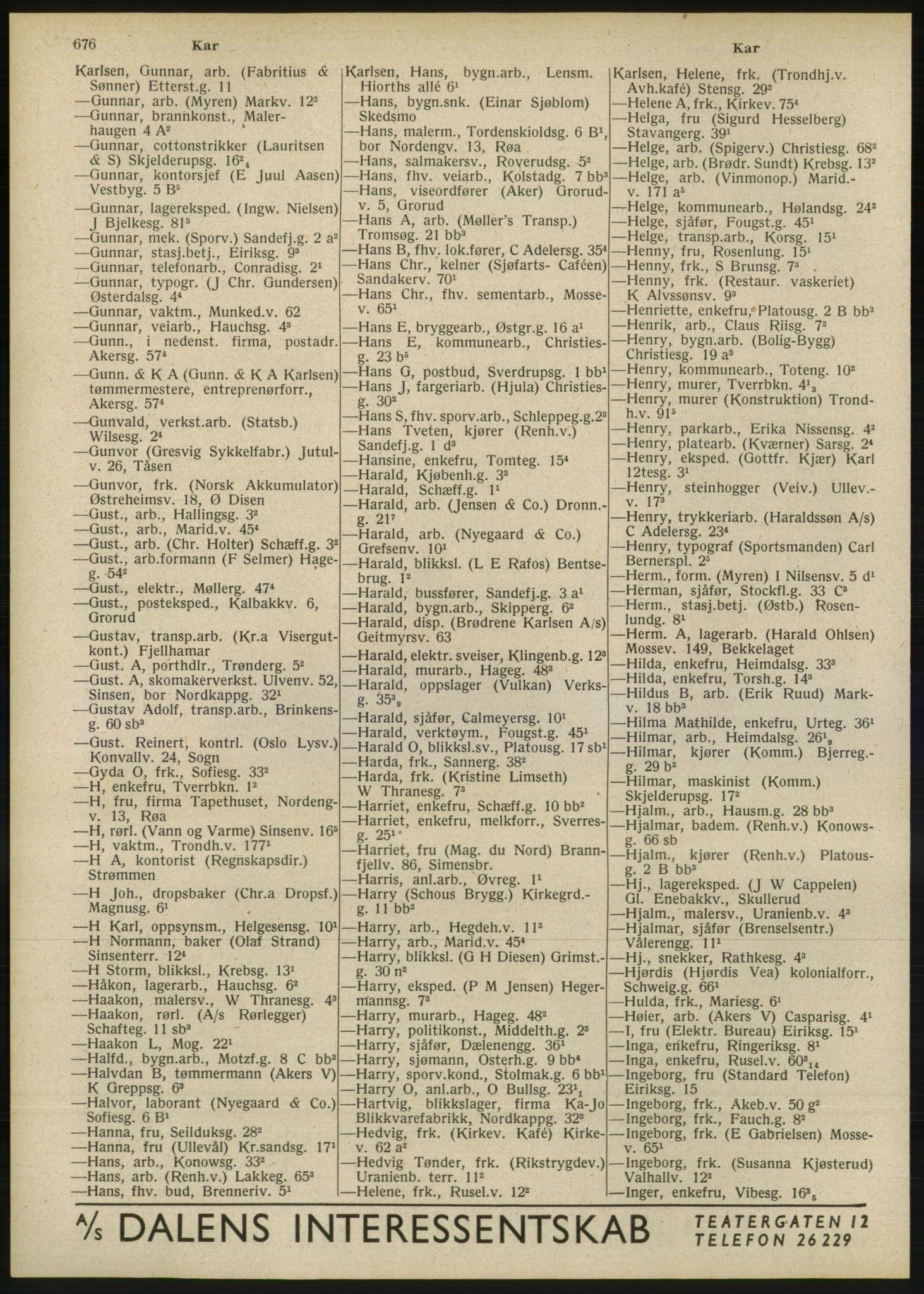 Kristiania/Oslo adressebok, PUBL/-, 1946, s. 676