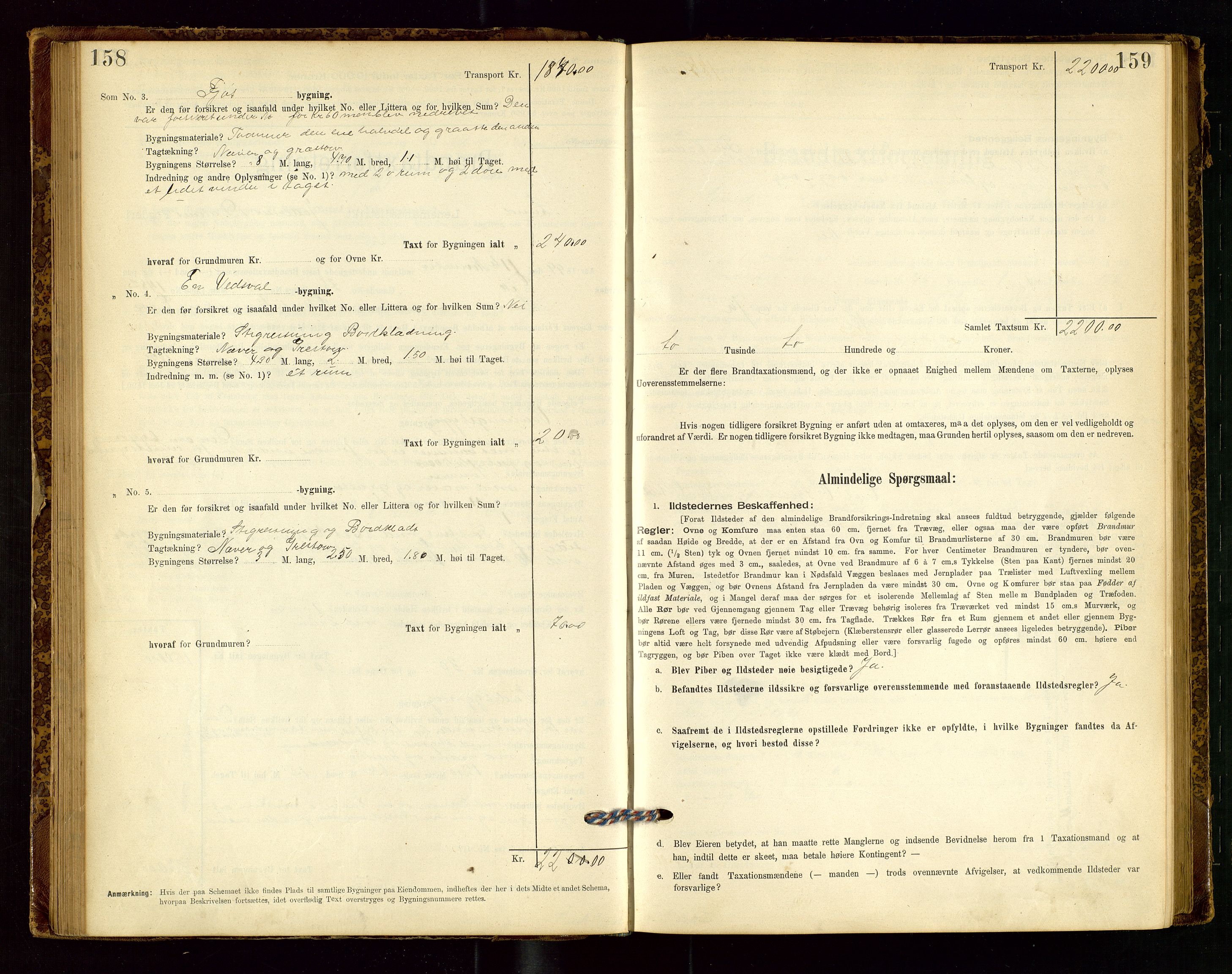 Lund lensmannskontor, AV/SAST-A-100303/Gob/L0001: "Brandtakstprotokol", 1894-1907, s. 158-159