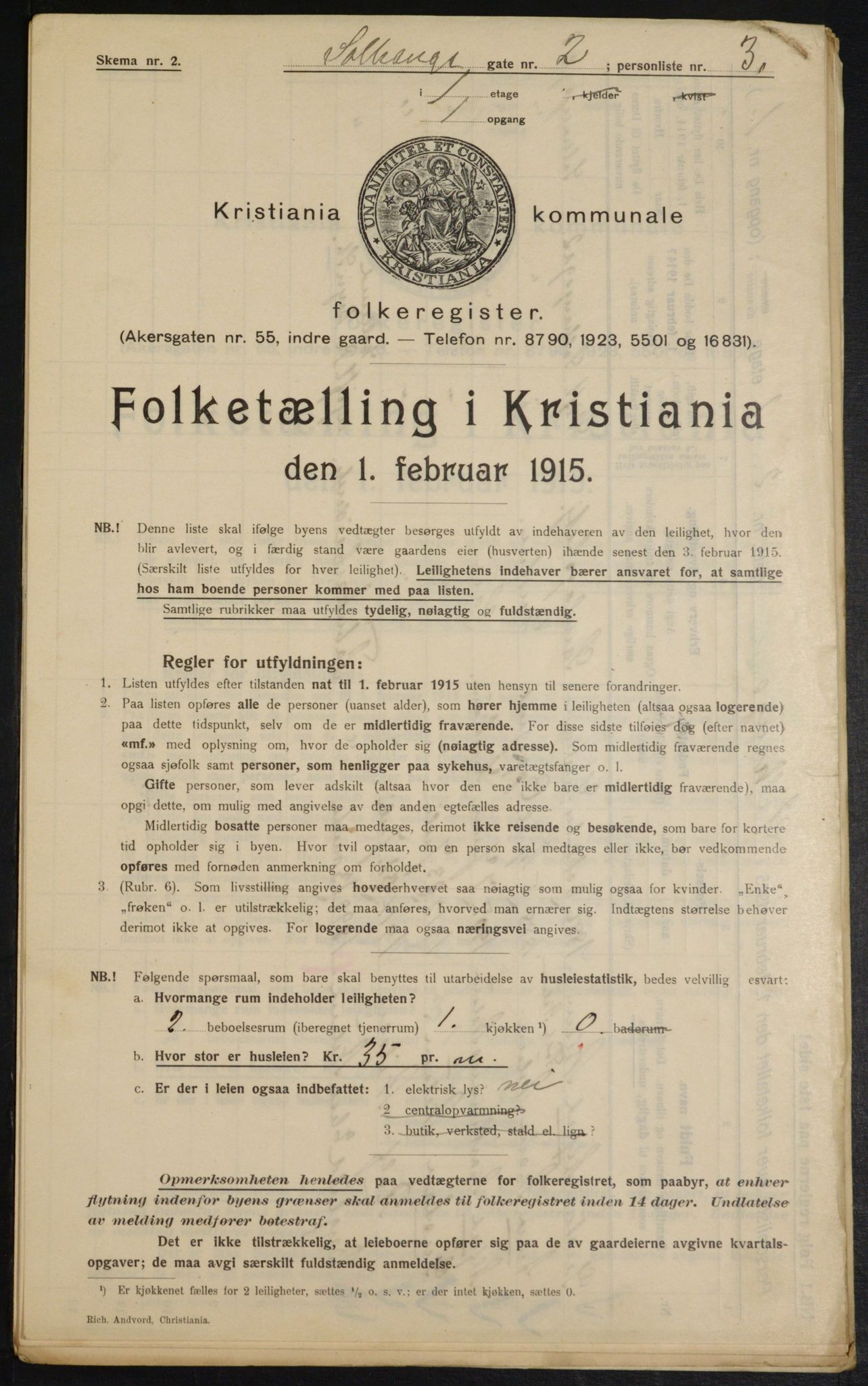 OBA, Kommunal folketelling 1.2.1915 for Kristiania, 1915, s. 99255