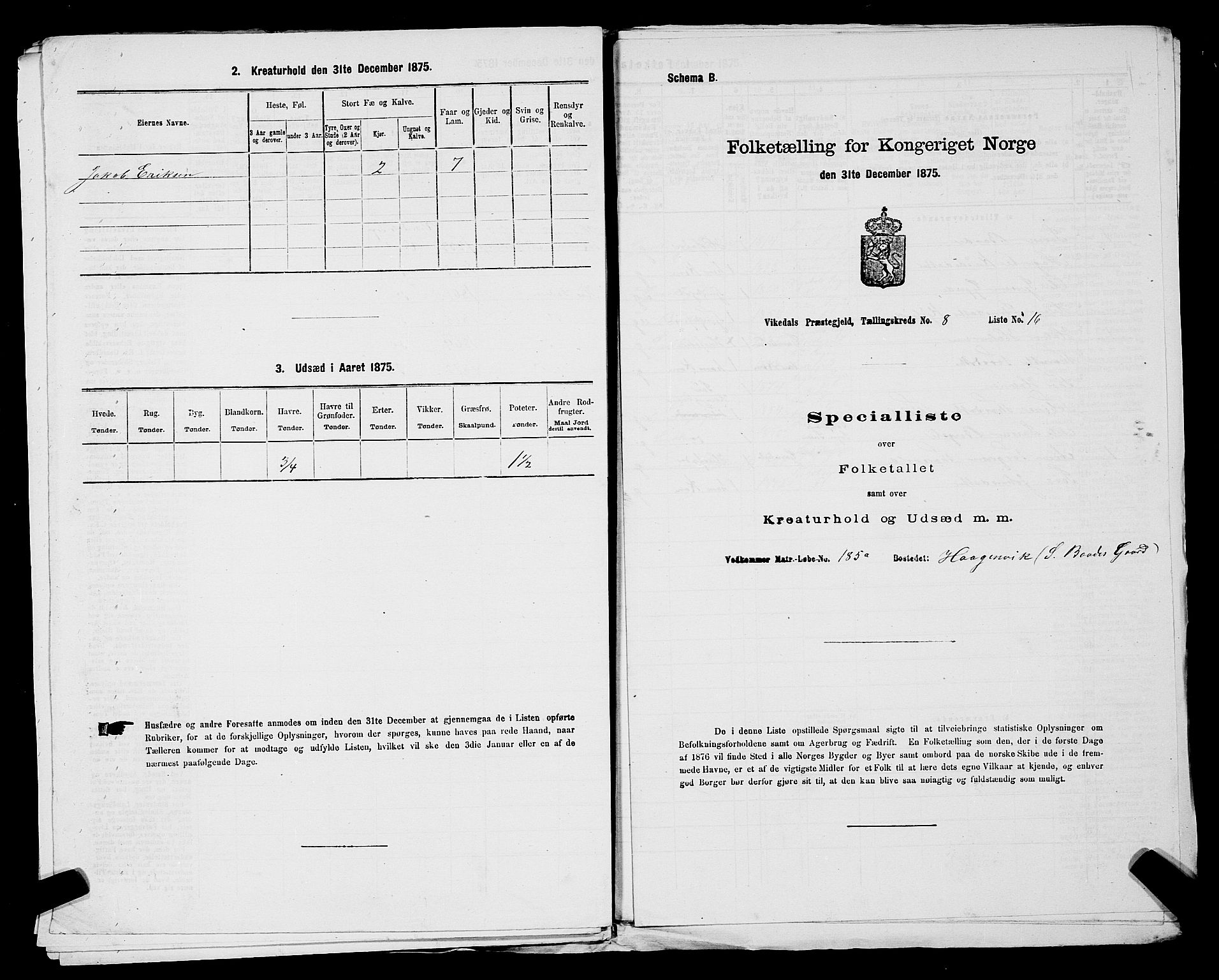 SAST, Folketelling 1875 for 1157P Vikedal prestegjeld, 1875, s. 935