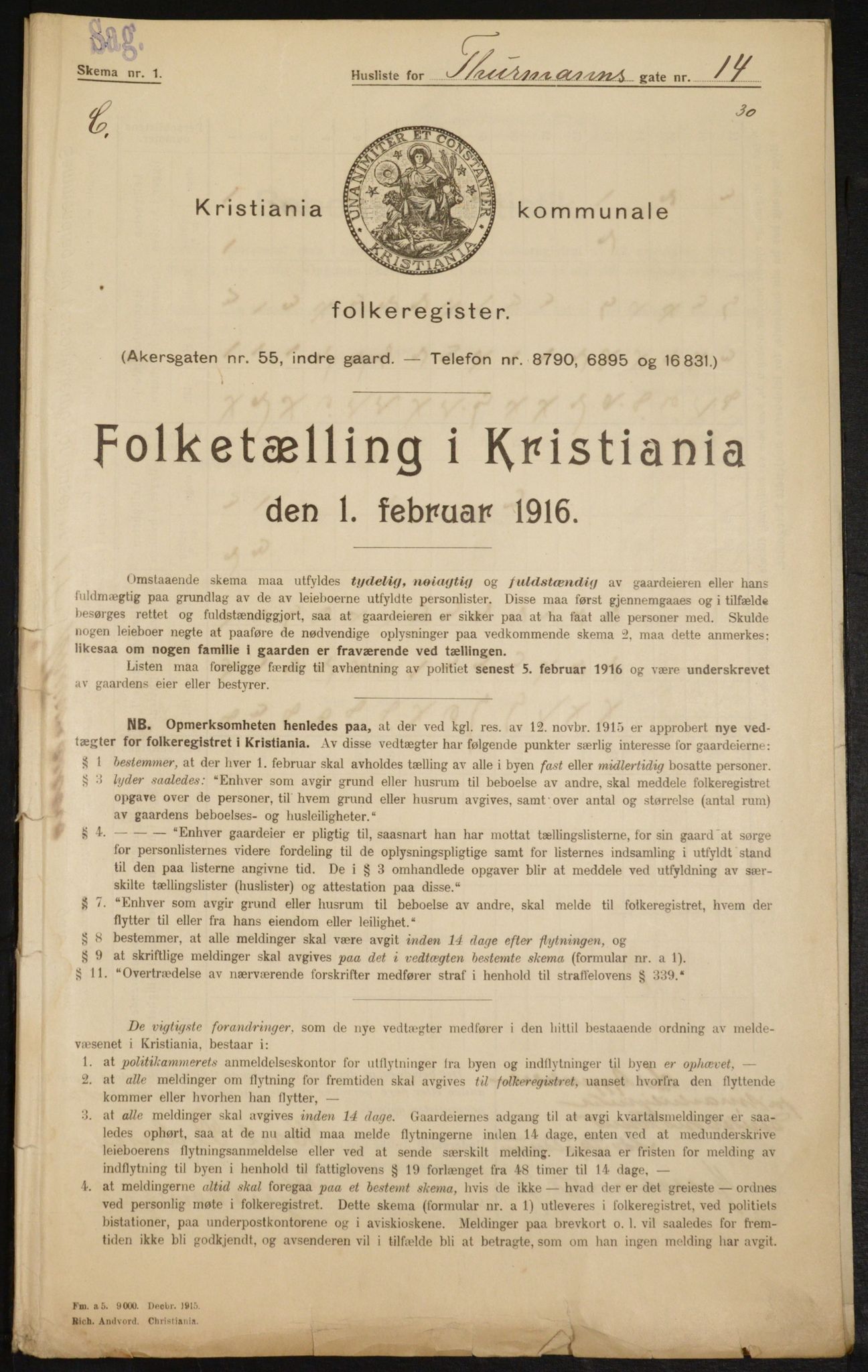 OBA, Kommunal folketelling 1.2.1916 for Kristiania, 1916, s. 114412