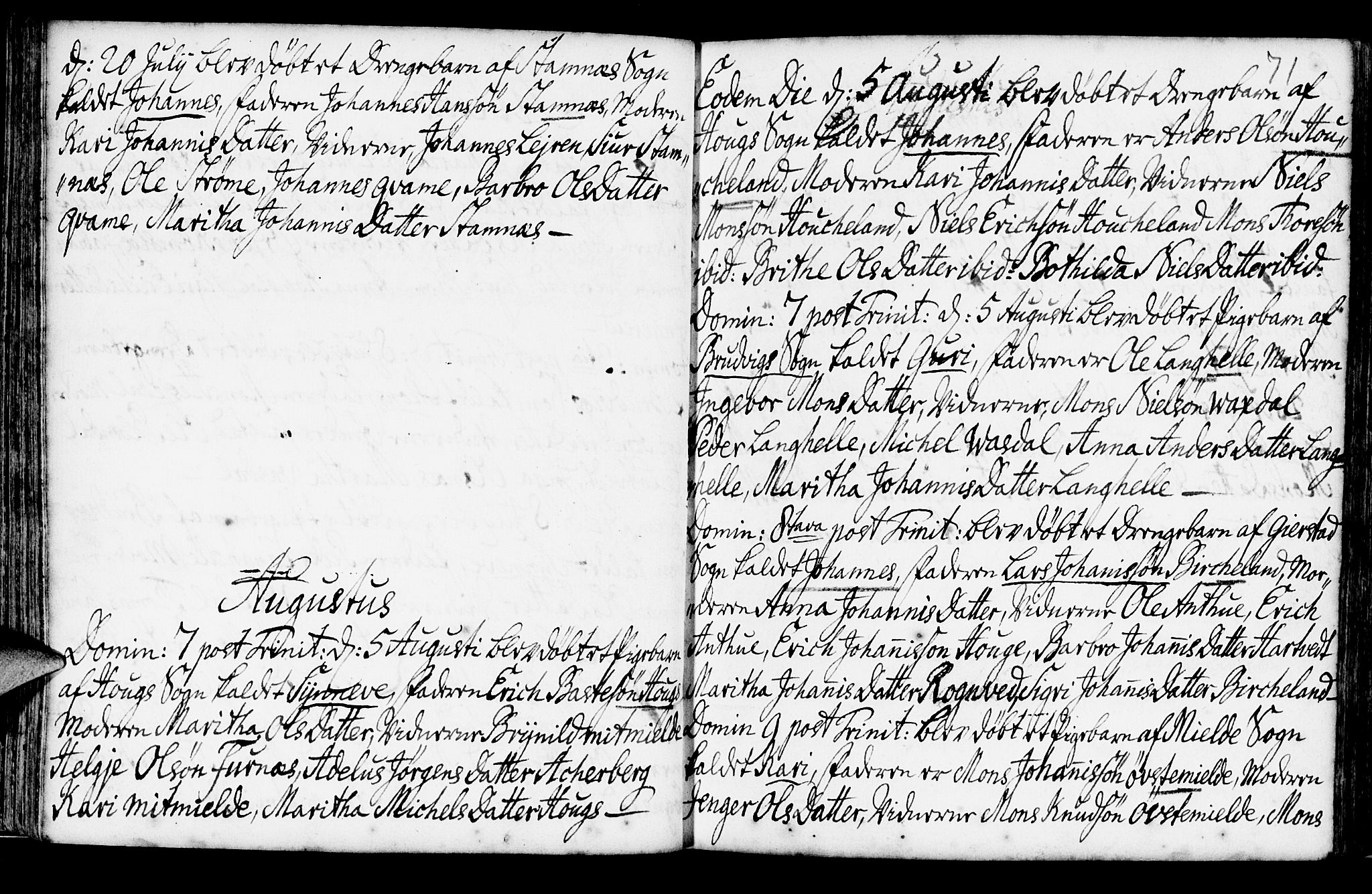 Haus sokneprestembete, SAB/A-75601/H/Haa: Ministerialbok nr. A 6, 1748-1758, s. 71