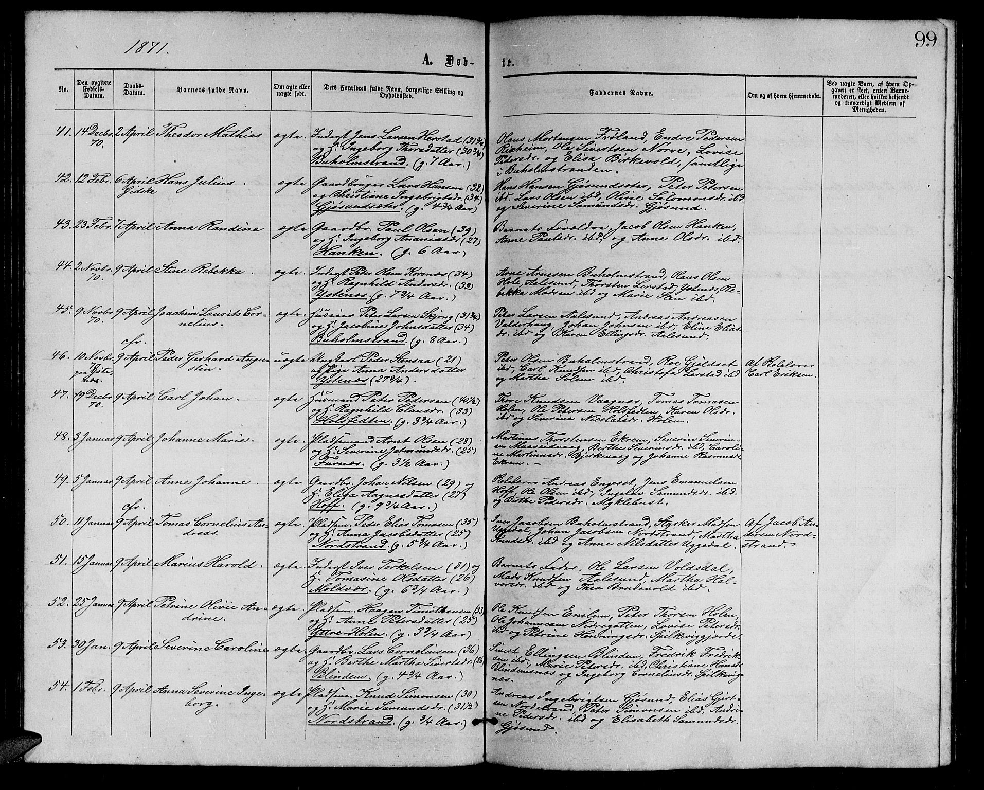 Ministerialprotokoller, klokkerbøker og fødselsregistre - Møre og Romsdal, AV/SAT-A-1454/528/L0428: Klokkerbok nr. 528C09, 1864-1880, s. 99