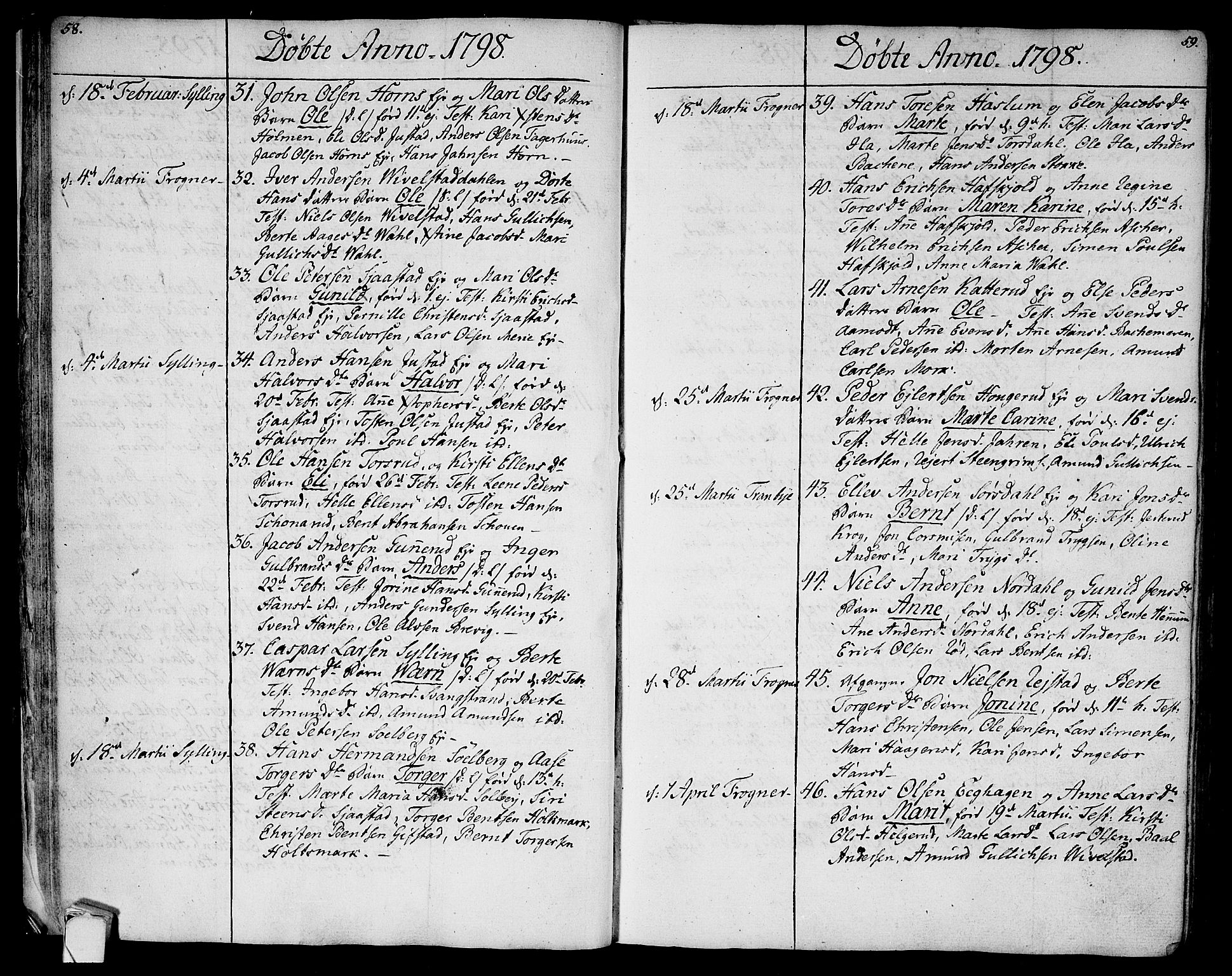Lier kirkebøker, AV/SAKO-A-230/F/Fa/L0007: Ministerialbok nr. I 7, 1794-1813, s. 58-59