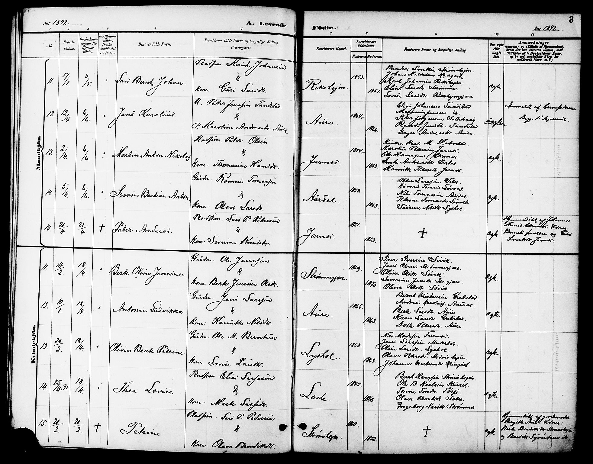 Ministerialprotokoller, klokkerbøker og fødselsregistre - Møre og Romsdal, AV/SAT-A-1454/523/L0340: Klokkerbok nr. 523C03, 1892-1902, s. 3