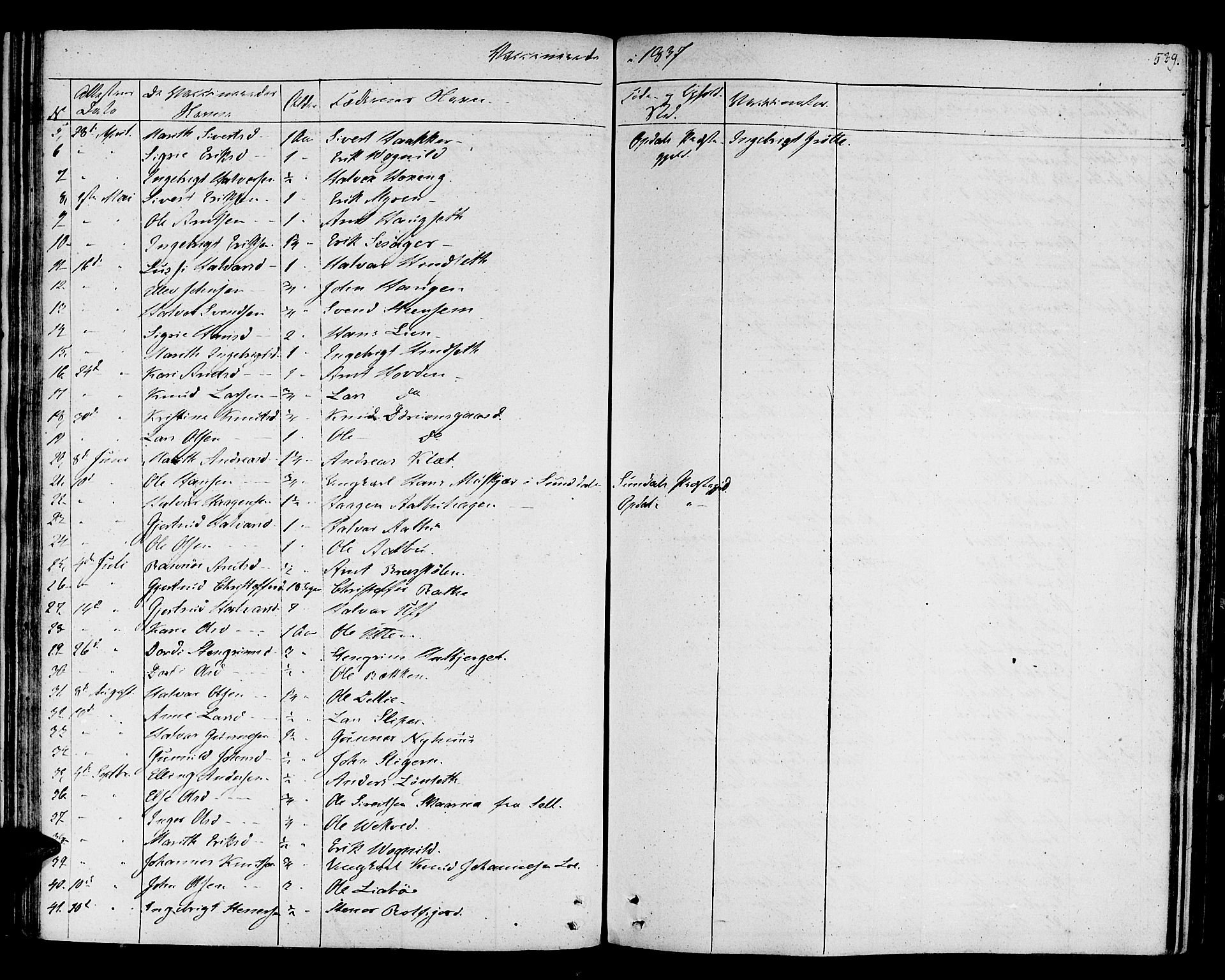 Ministerialprotokoller, klokkerbøker og fødselsregistre - Sør-Trøndelag, AV/SAT-A-1456/678/L0897: Ministerialbok nr. 678A06-07, 1821-1847, s. 539