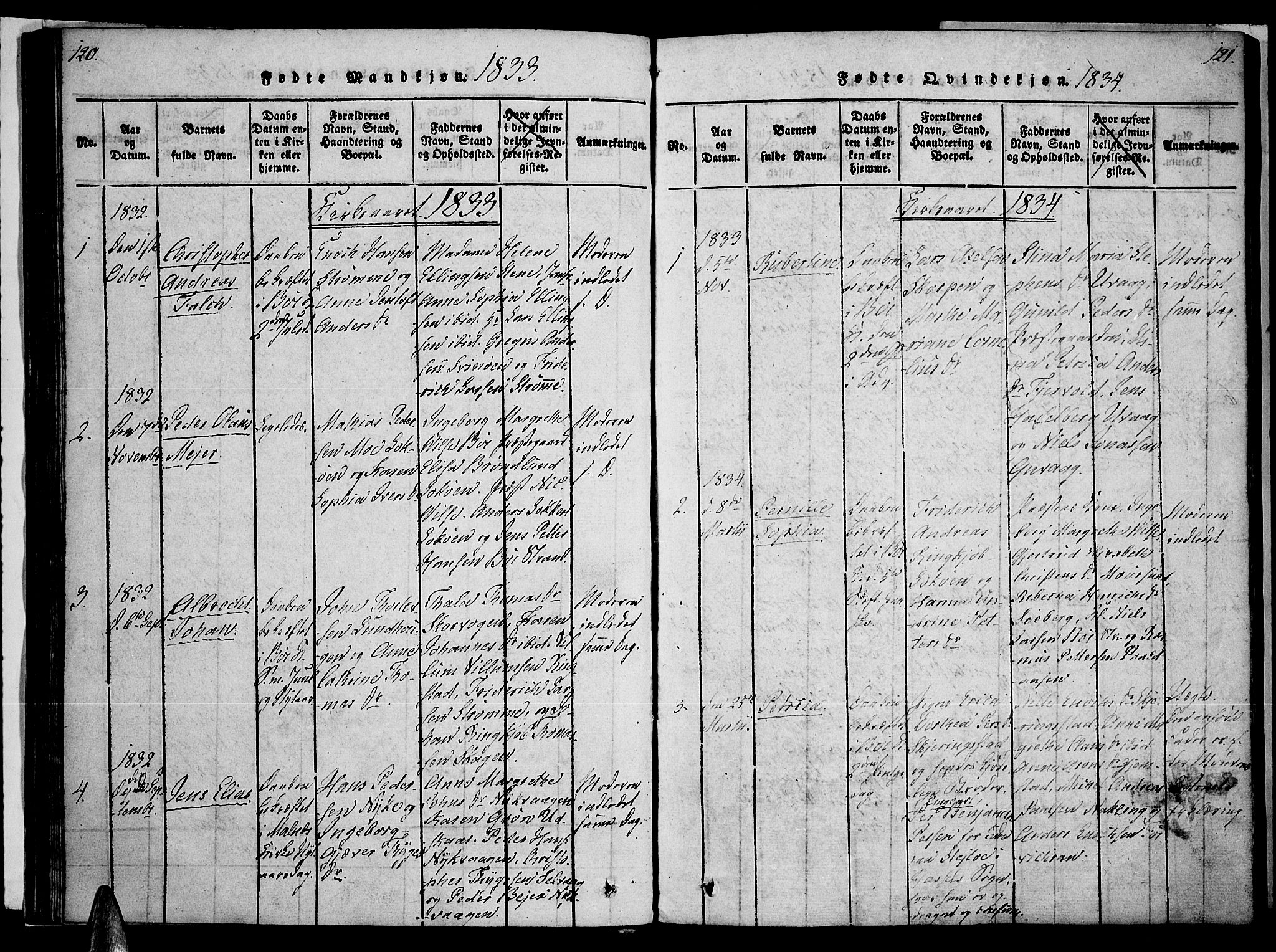 Ministerialprotokoller, klokkerbøker og fødselsregistre - Nordland, AV/SAT-A-1459/891/L1298: Ministerialbok nr. 891A03, 1820-1840, s. 120-121